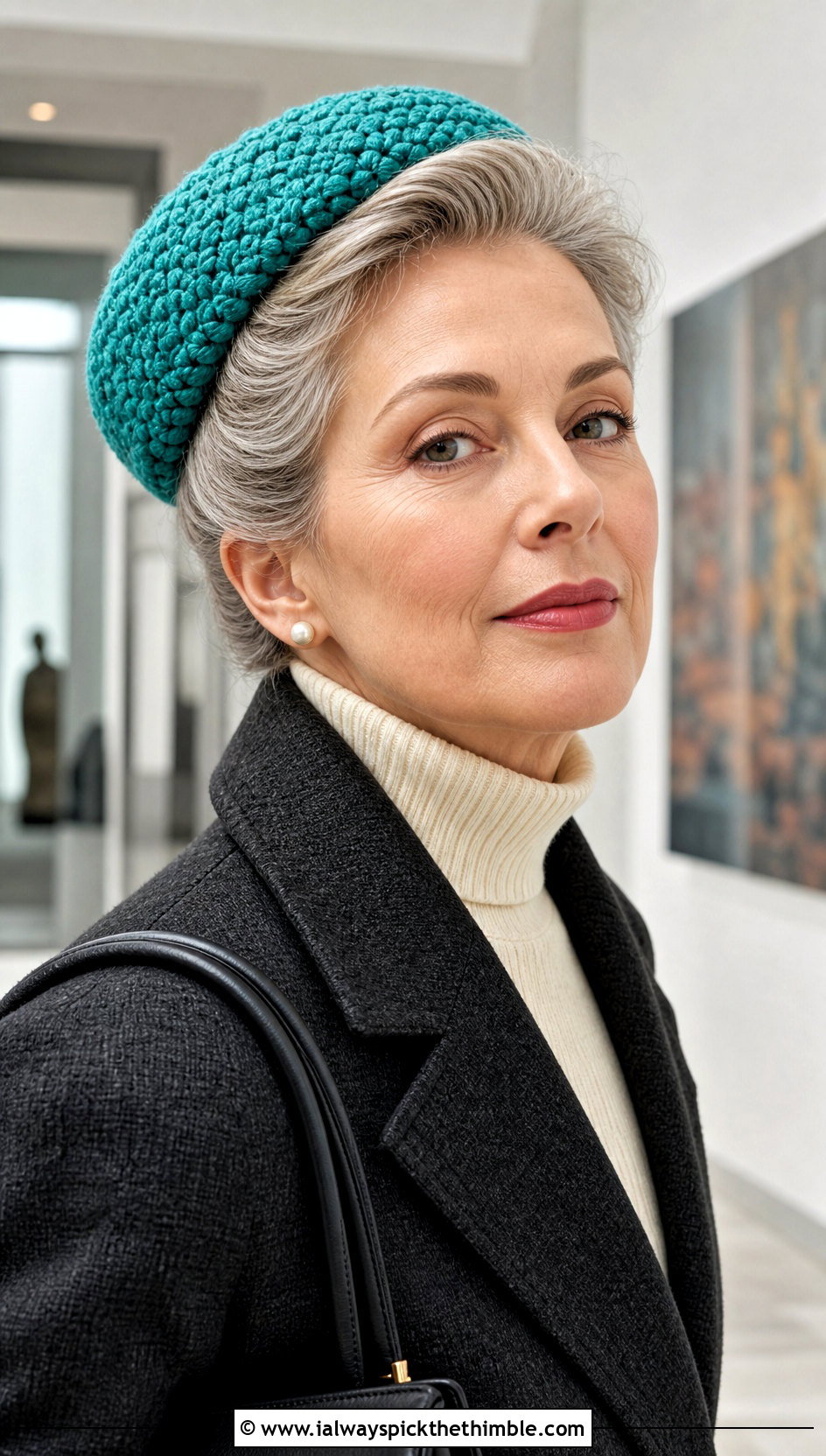 Crochet Pillbox Hat With Tailored Coat Outfit - 25 crochet accessories outfit ideas