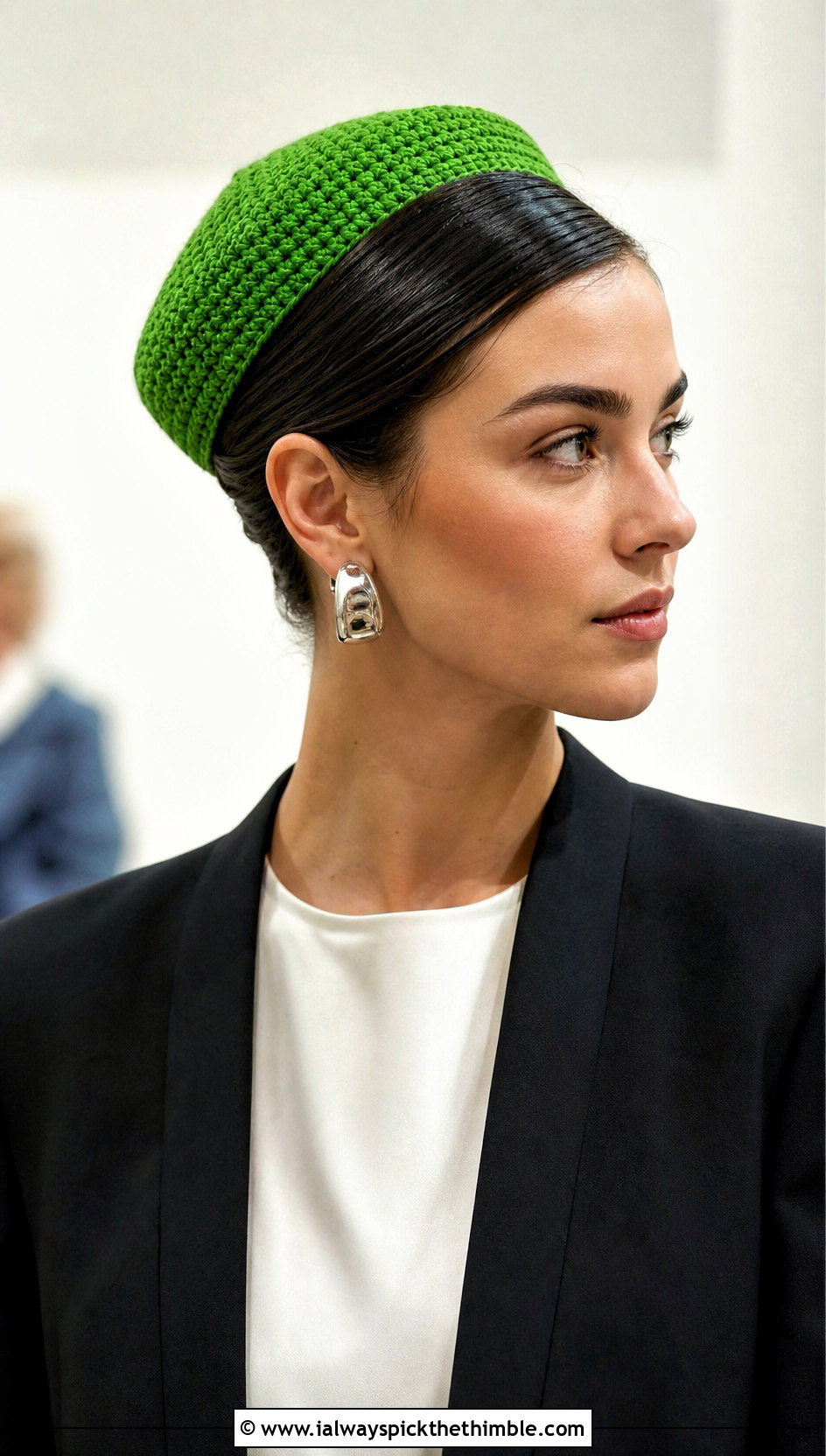 Crochet Pillbox Hat With Trouser Suit - 20 hats to crochet outfit ideas