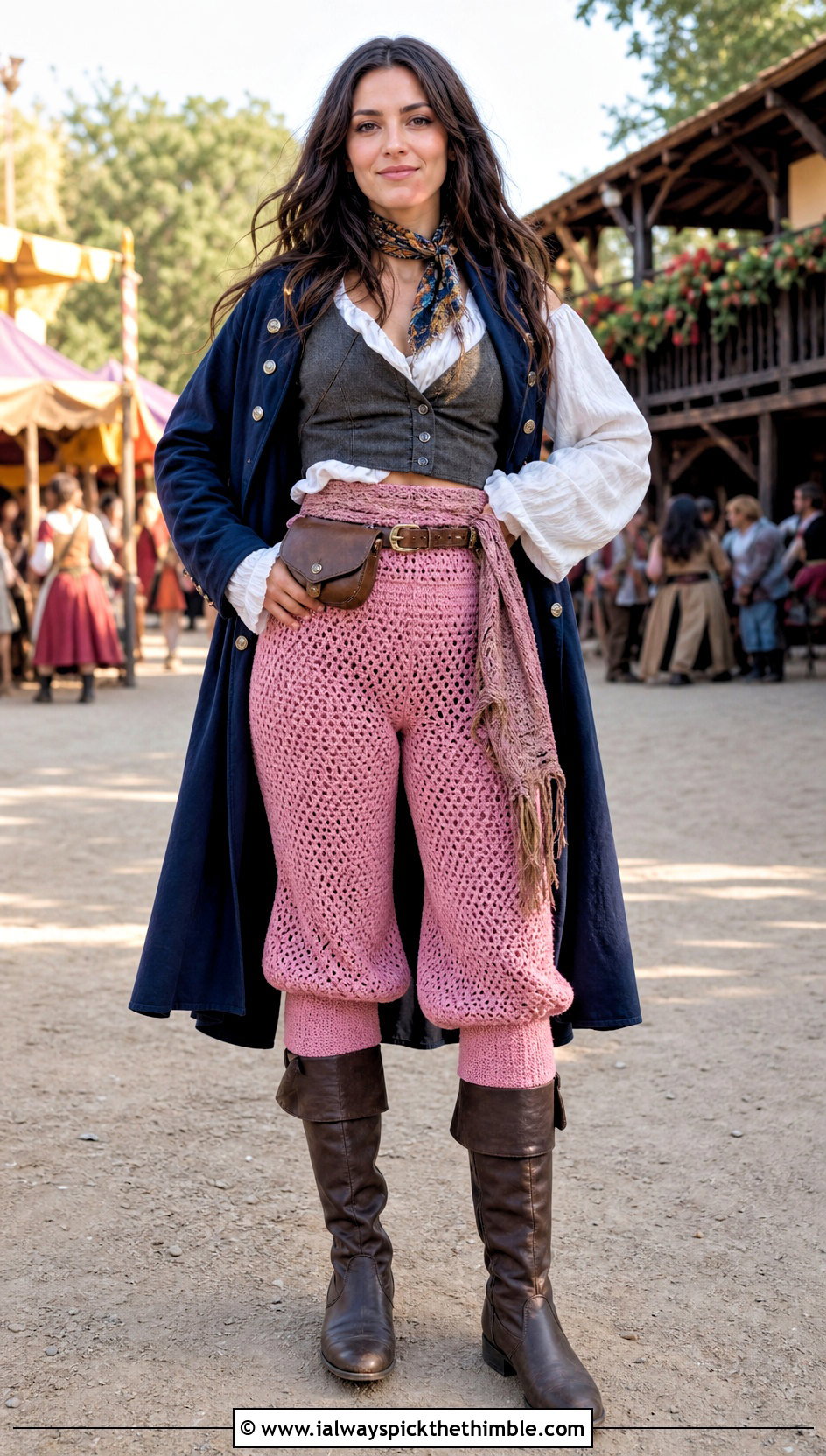 Crochet Pirate Bloomers With Long Coat - 20 Pirate Crochet Clothes and outfit ideas
