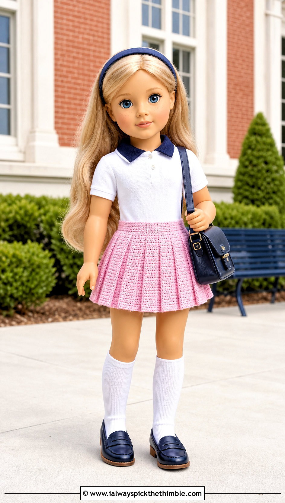 Crochet Pleated Skirt With Polo Shirt - 15 Crochet Kelly Doll Clothes and outfit ideas