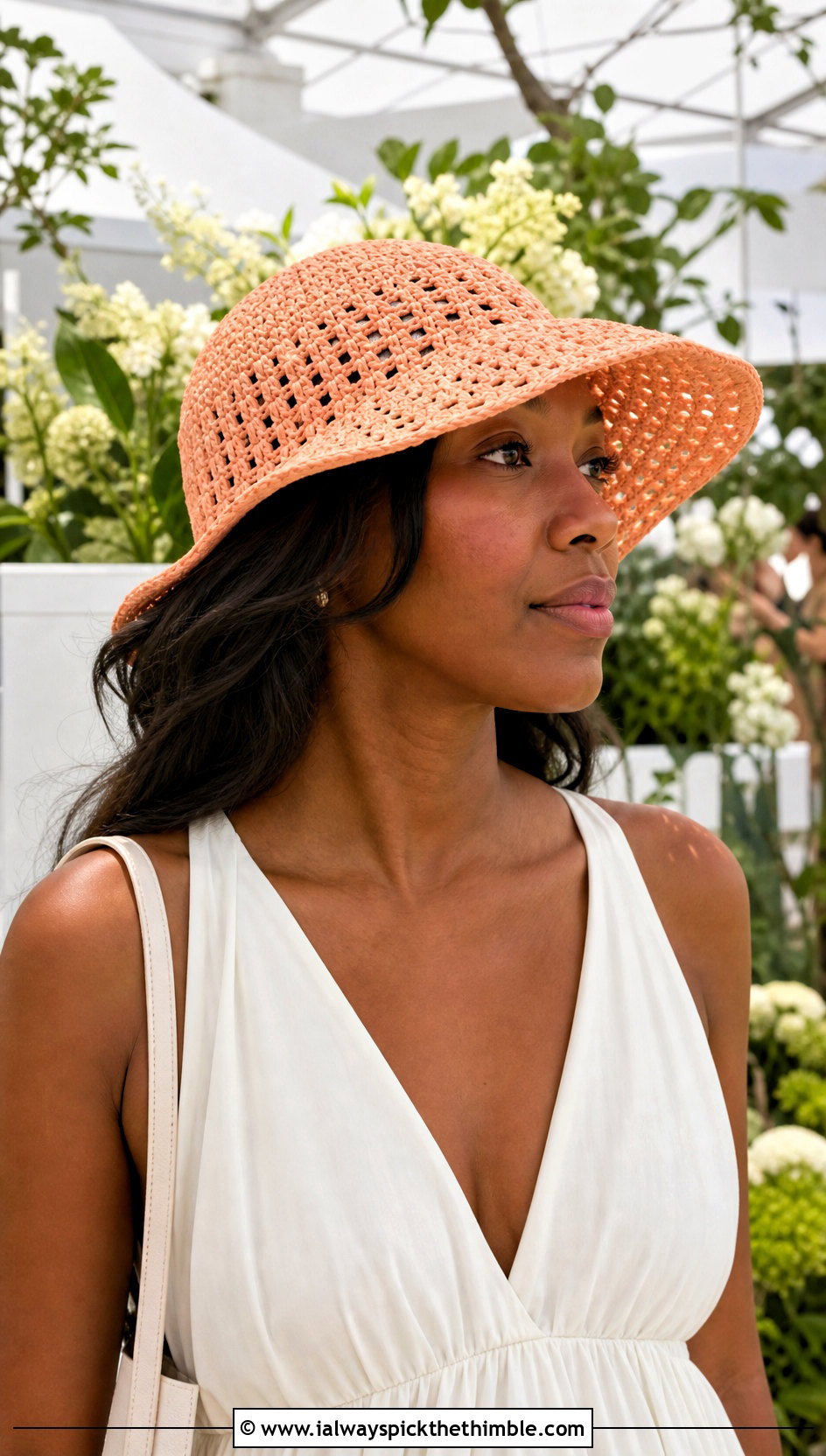 Crochet Poke Bonnet With Minimal Maxi Dress - 25 crochet bonnets outfit ideas
