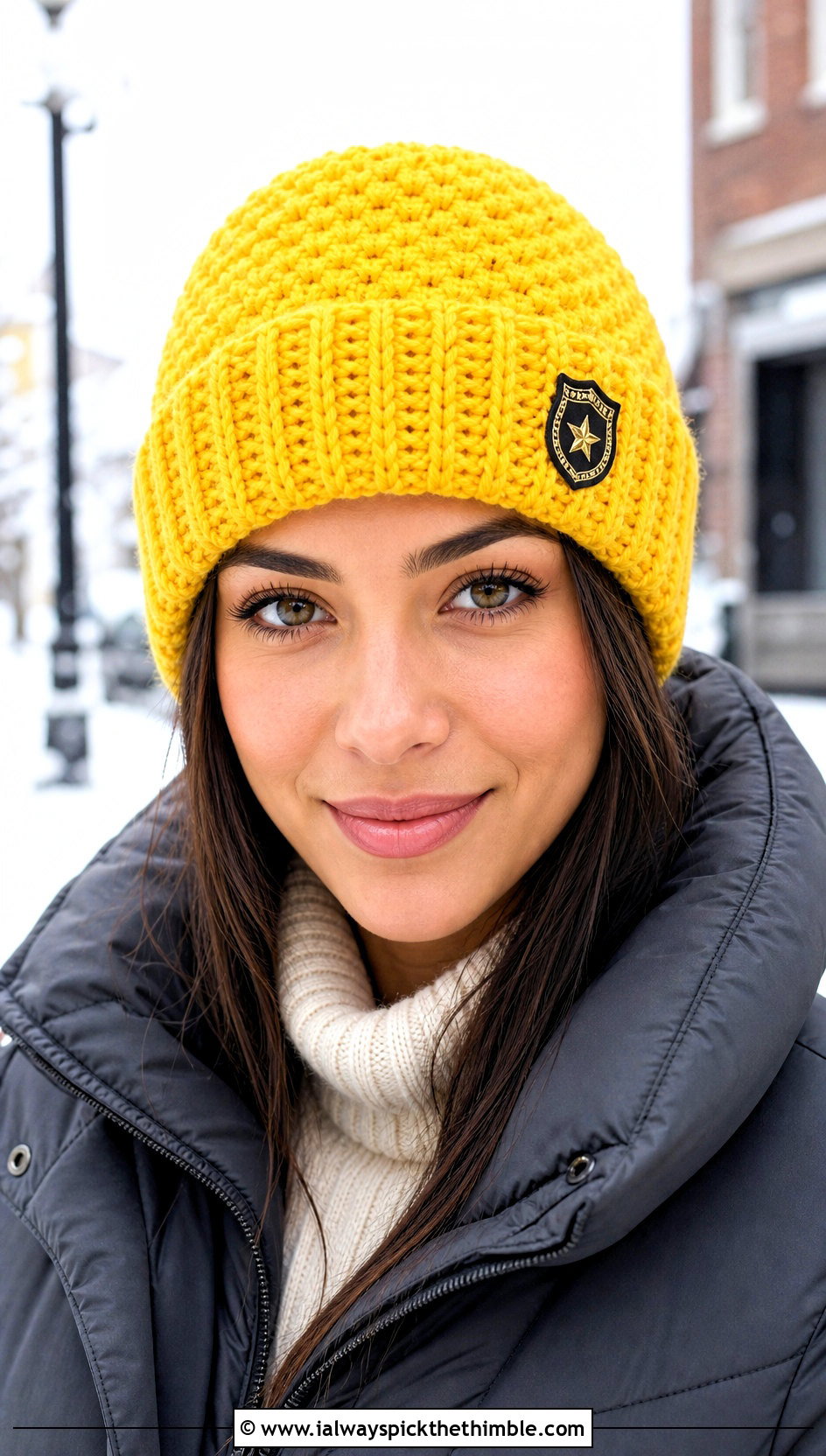 Crochet Police Beanie With Puffer Coat - 20 crochet police hat outfit ideas