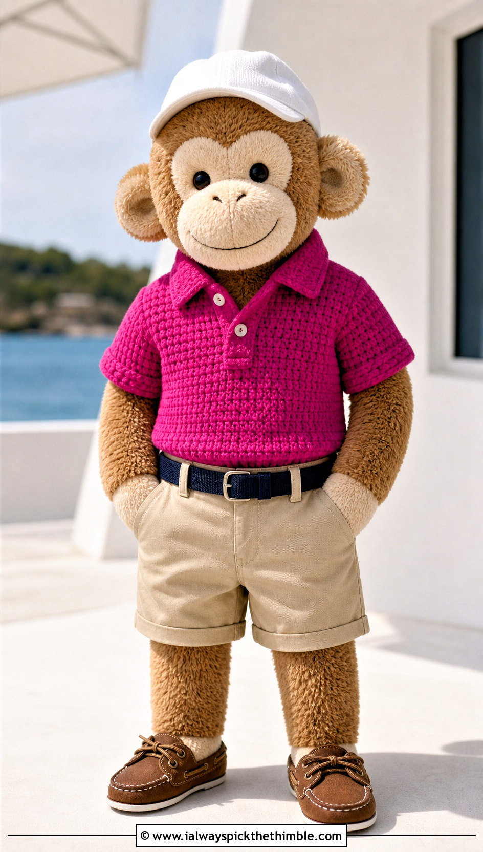 Crochet Polo Shirt With Chino Shorts - 25 crochet clothes for stuffed animals outfit ideas