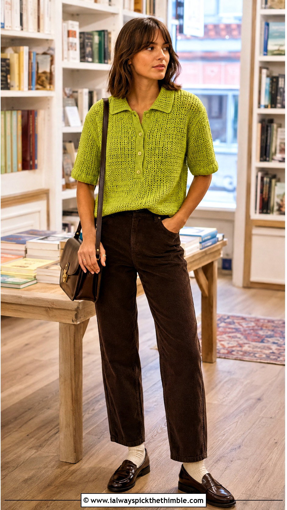 Crochet Polo Sweater With Corduroy Pants - 25 crochet winter clothes and outfit ideas