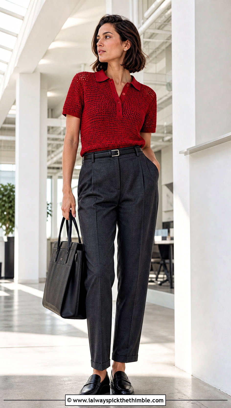 Crochet Polo Top With Tailored Trousers - 20 Easy Crochet Projects Top outfit ideas