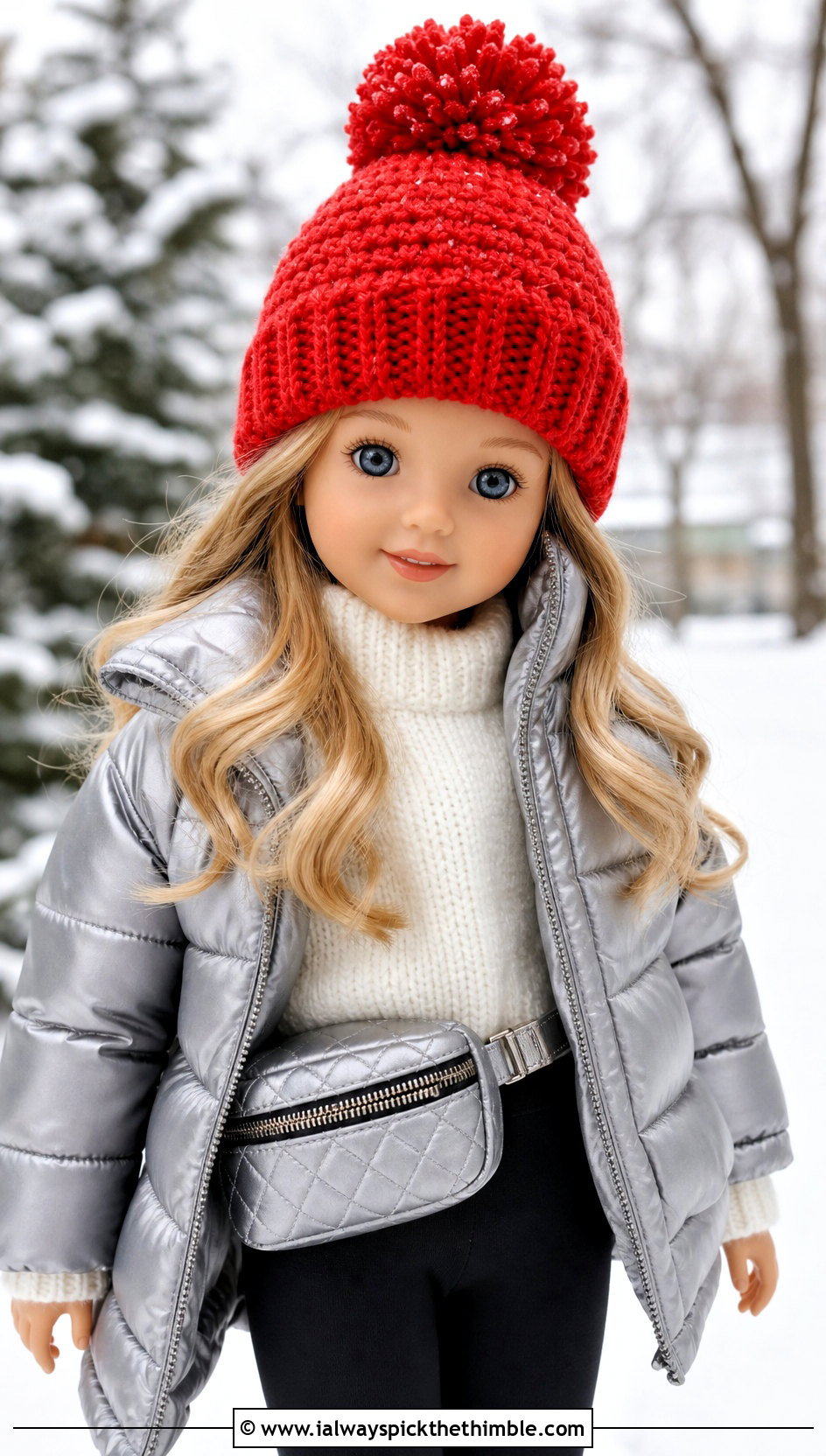 Crochet Pom Pom Beanie Doll Outfit With Puffer Jacket - 25 crochet hat for doll outfit ideas