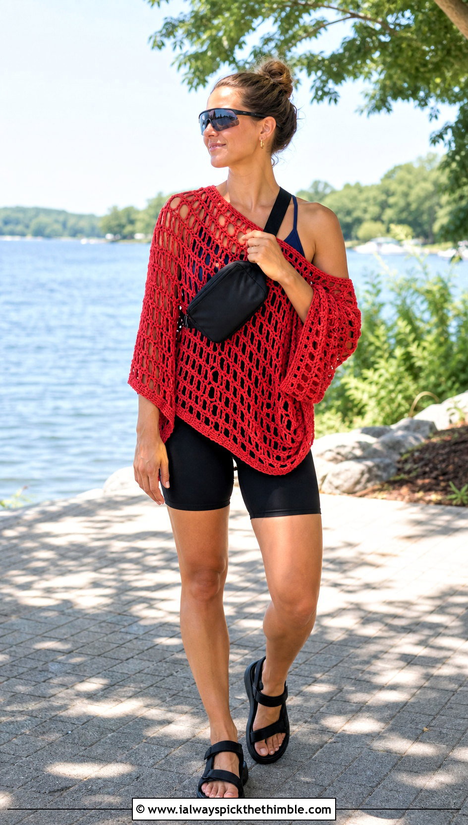 Crochet Poncho Cover Up With Bike Shorts - 25 crochet swimsuit cover up outfit ideas