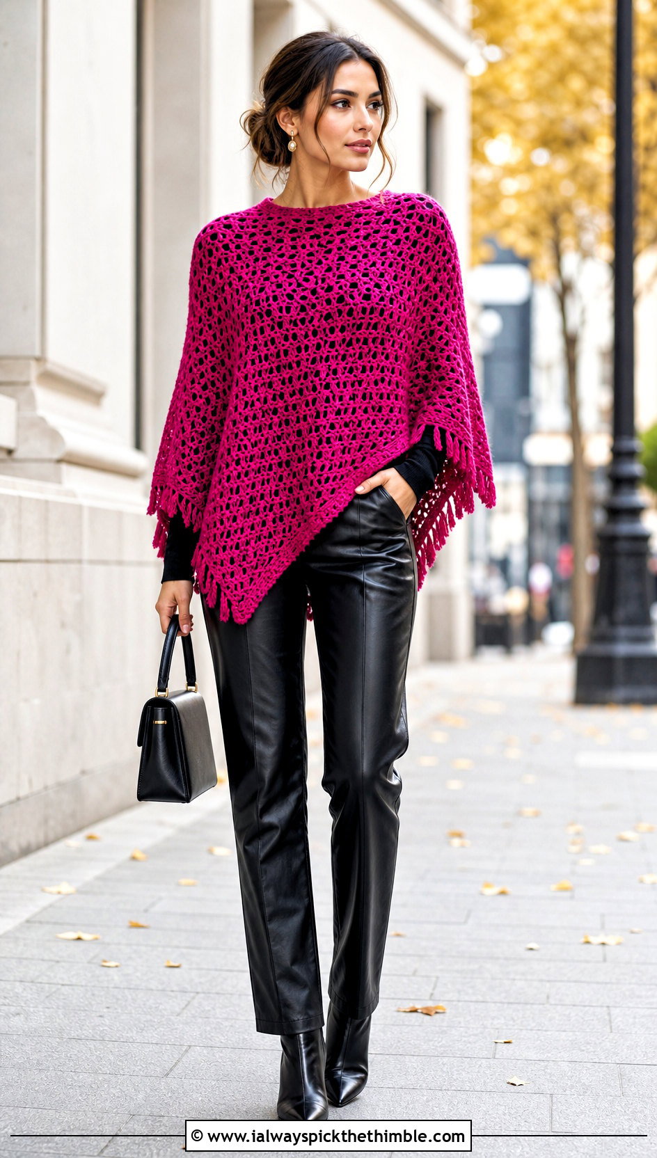 Crochet Poncho With Leather Pants And Boots - 25 cute crochet clothes and outfit ideas