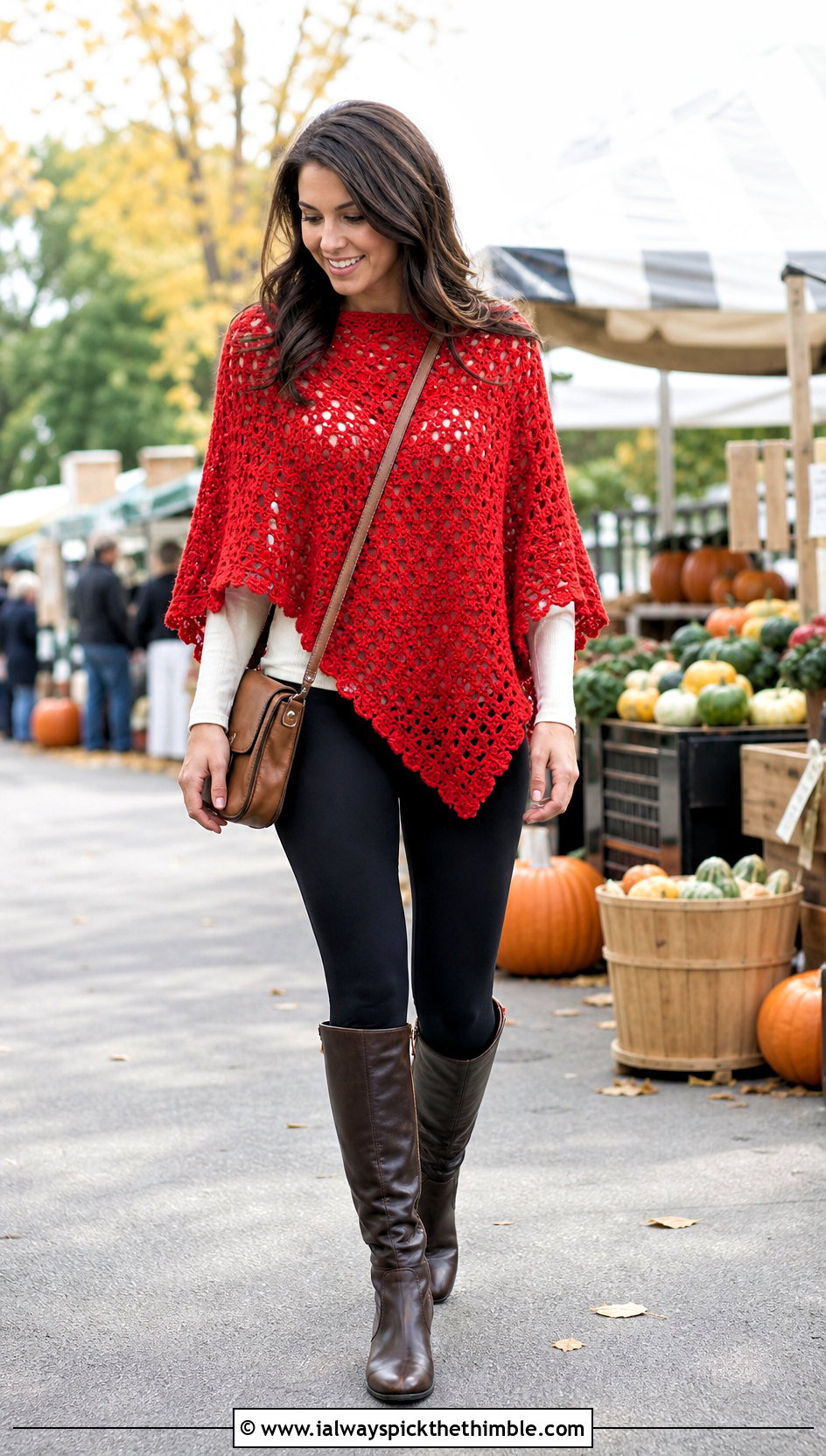 Crochet Poncho With Leggings And Riding Boots - 20 crochet clothing for beginners outfit ideas