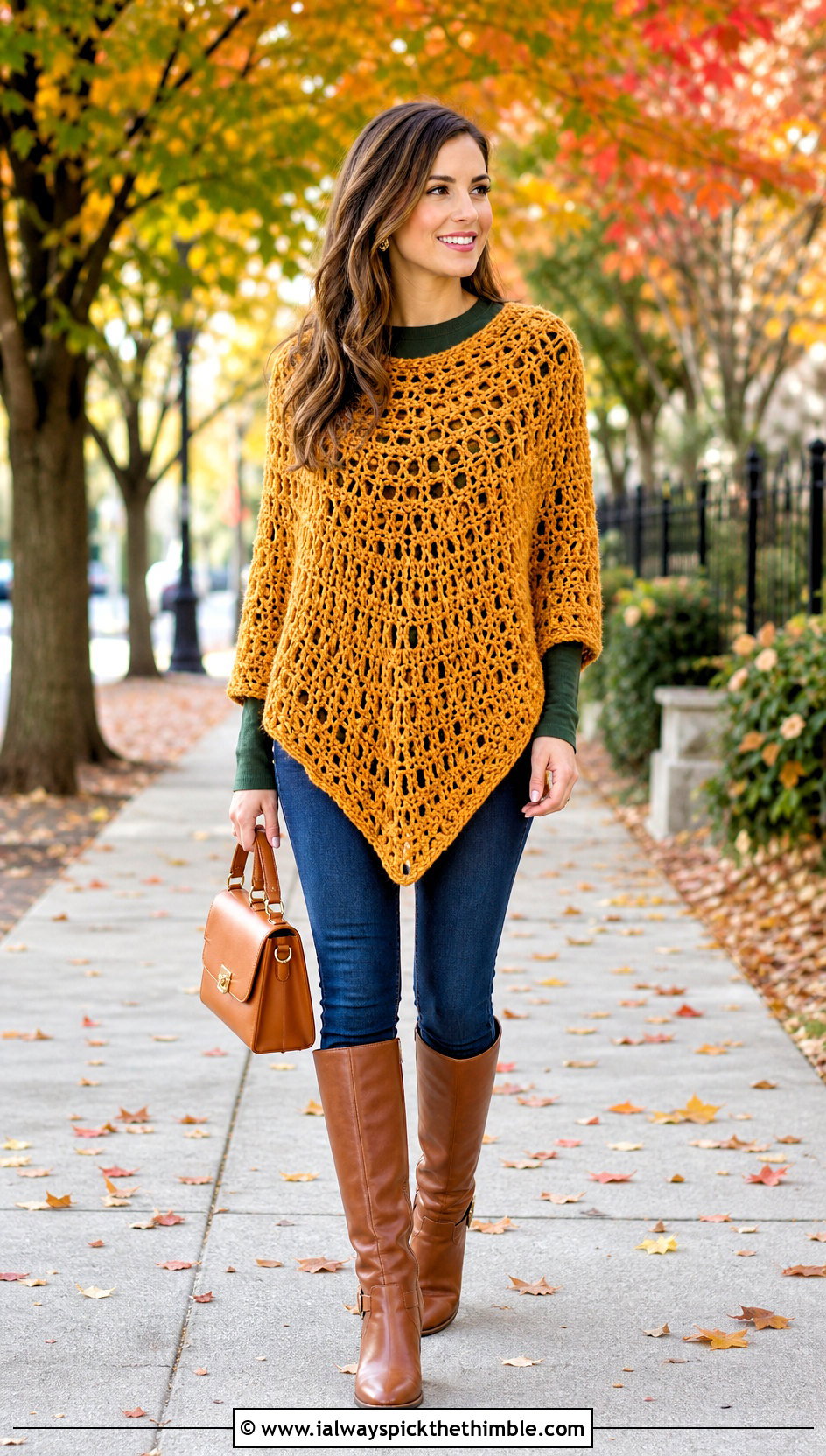 Crochet Poncho With Slim Jeans And Riding Boots - 25 fall crochet clothes and outfit ideas