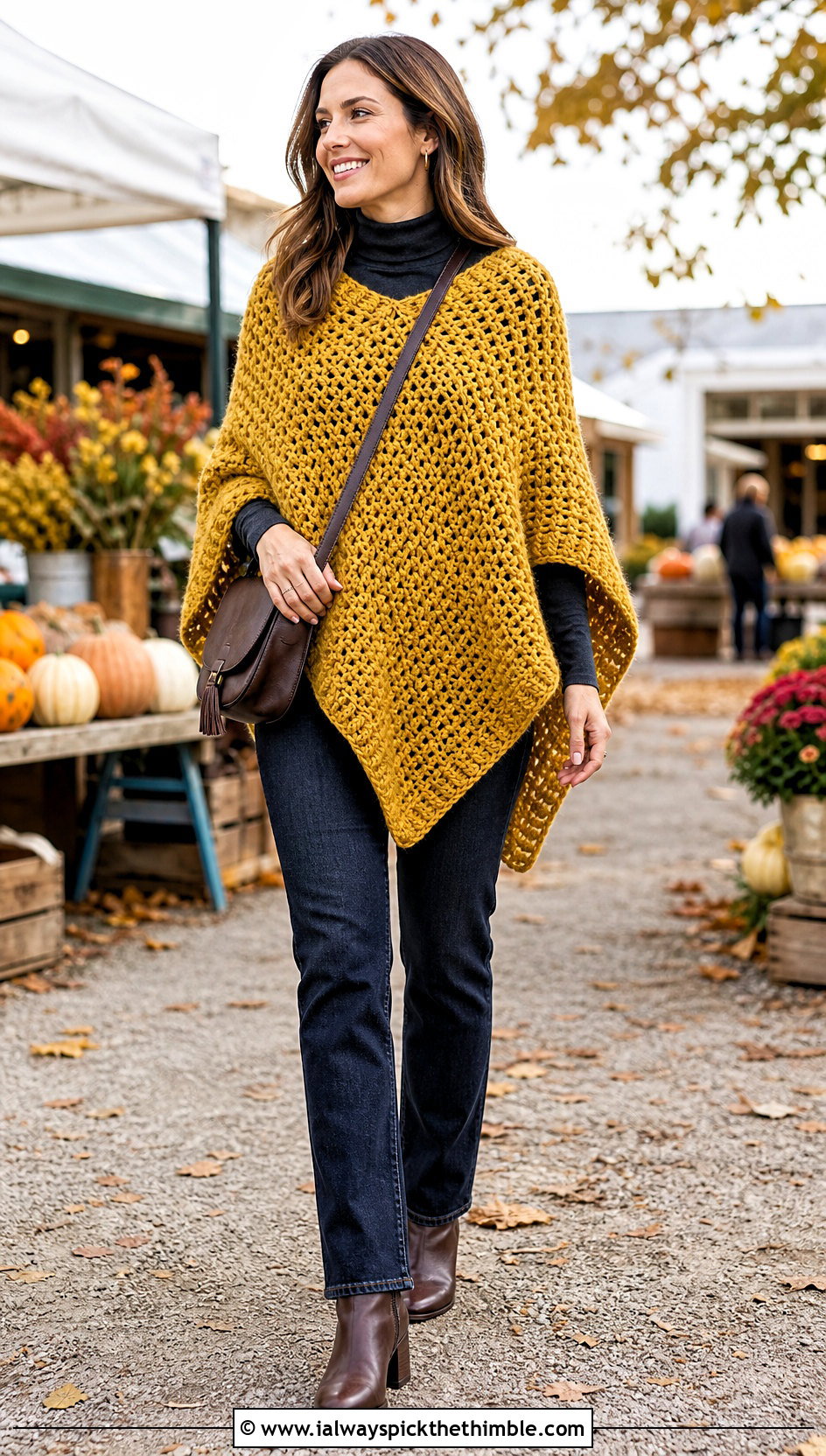 Crochet Poncho With Turtleneck And Jeans - 25 crochet clothes for women outfit ideas