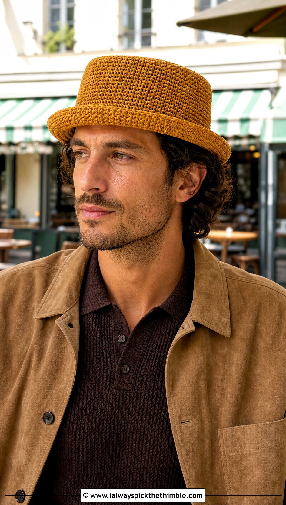 Crochet Pork Pie Hat With Smart Casual Outfit - 20 Unisex Crochet Hat outfit ideas
