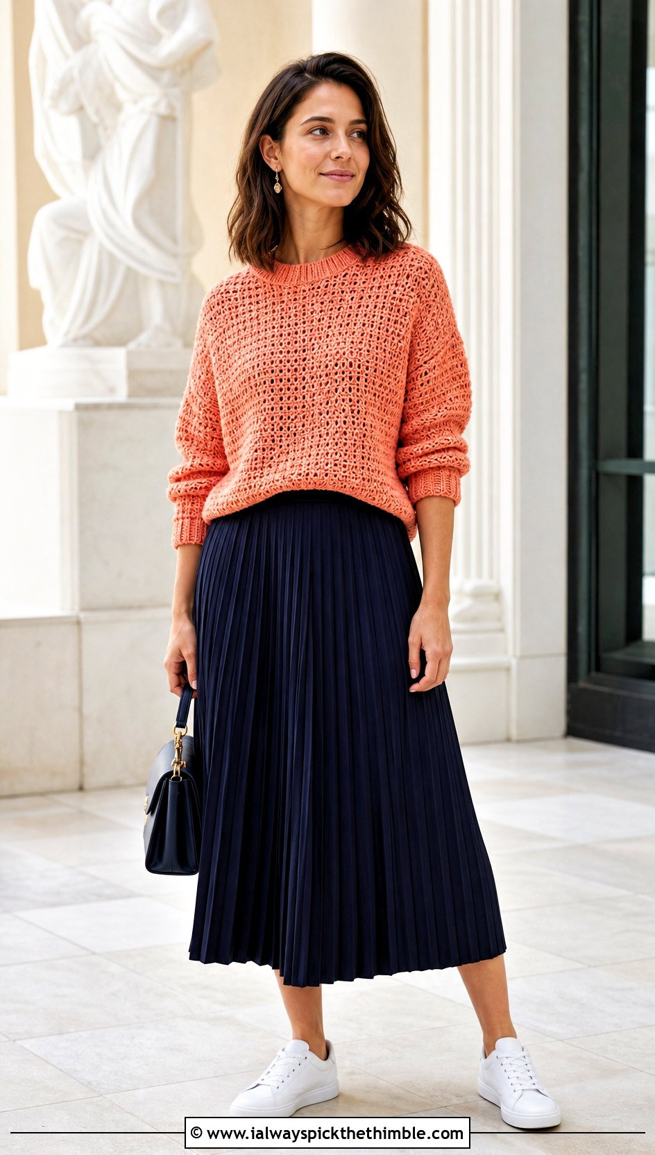Crochet Pullover With Pleated Midi Skirt - 20 Easy Clothes To Crochet For Beginners outfit ideas