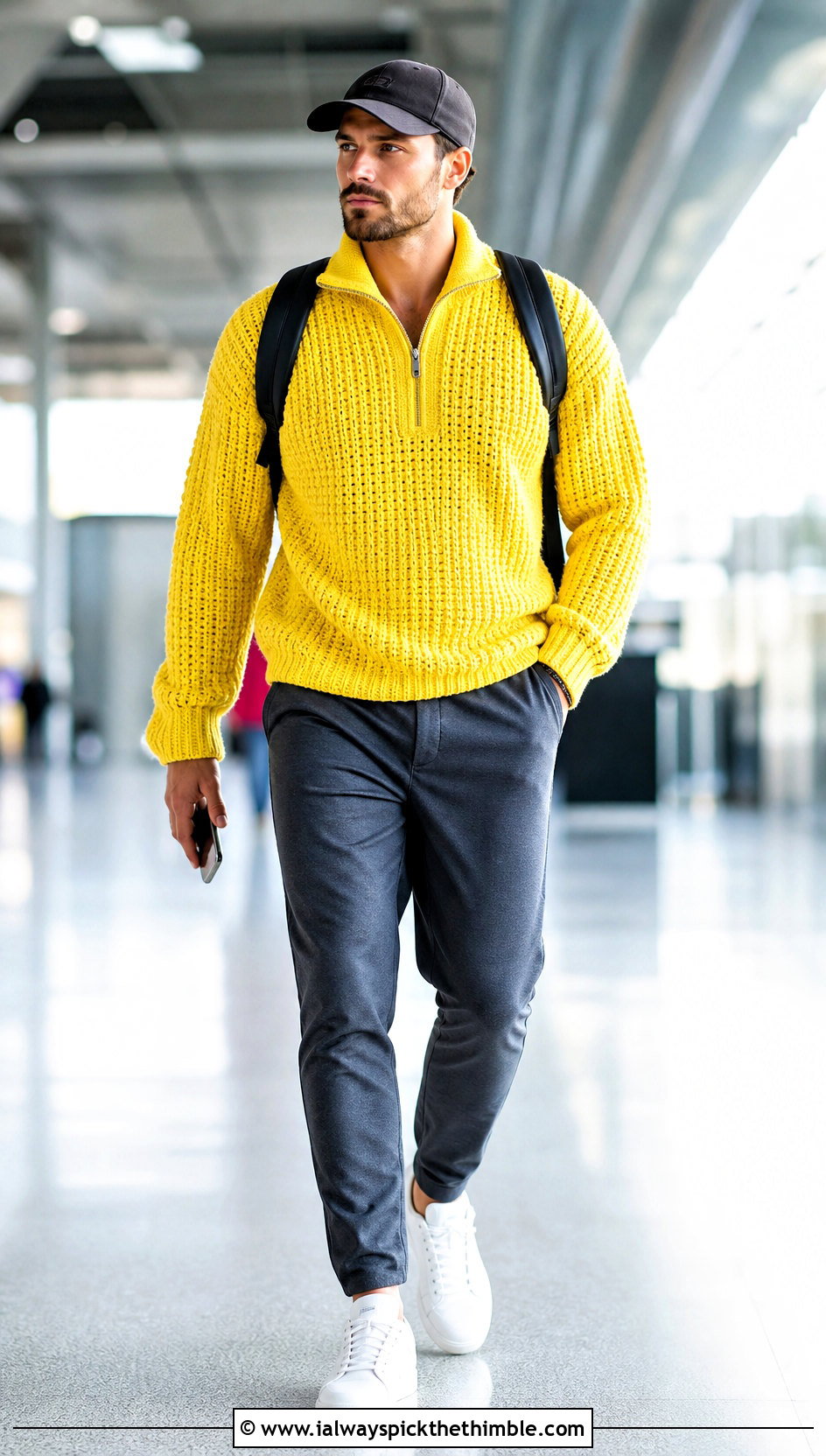 Crochet Quarter Zip Sweater With Track Pants - 25 men's crochet sweater ideas