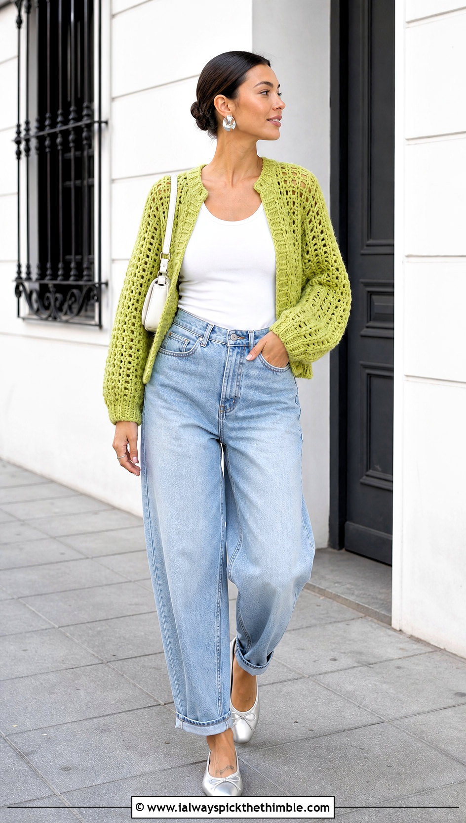 Crochet Raglan Sweater With Barrel Jeans - 20 Knit And Crochet Sweater outfit ideas