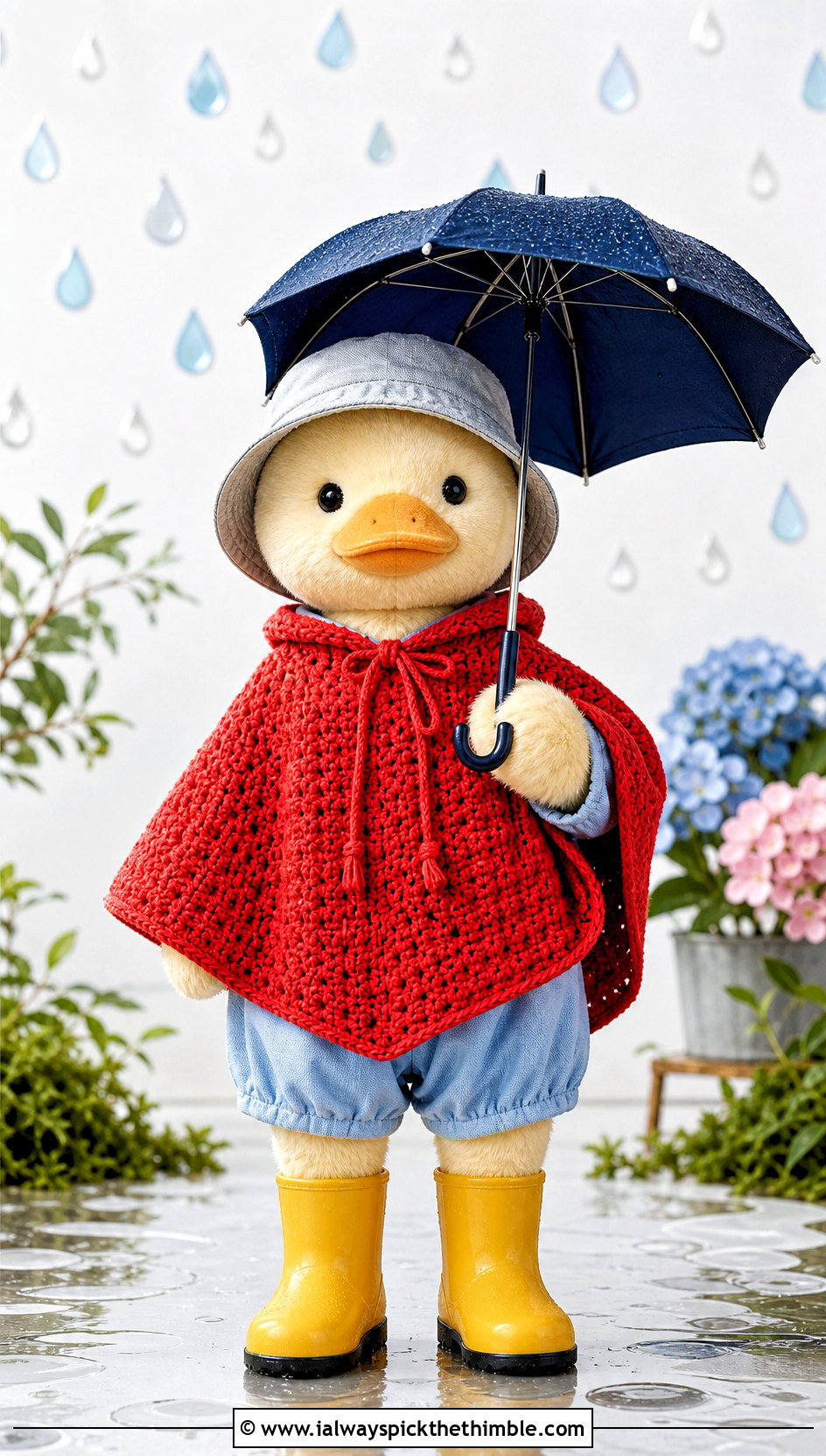 Crochet Rain Poncho With Rubber Boots - 25 crochet clothes for stuffed animals outfit ideas