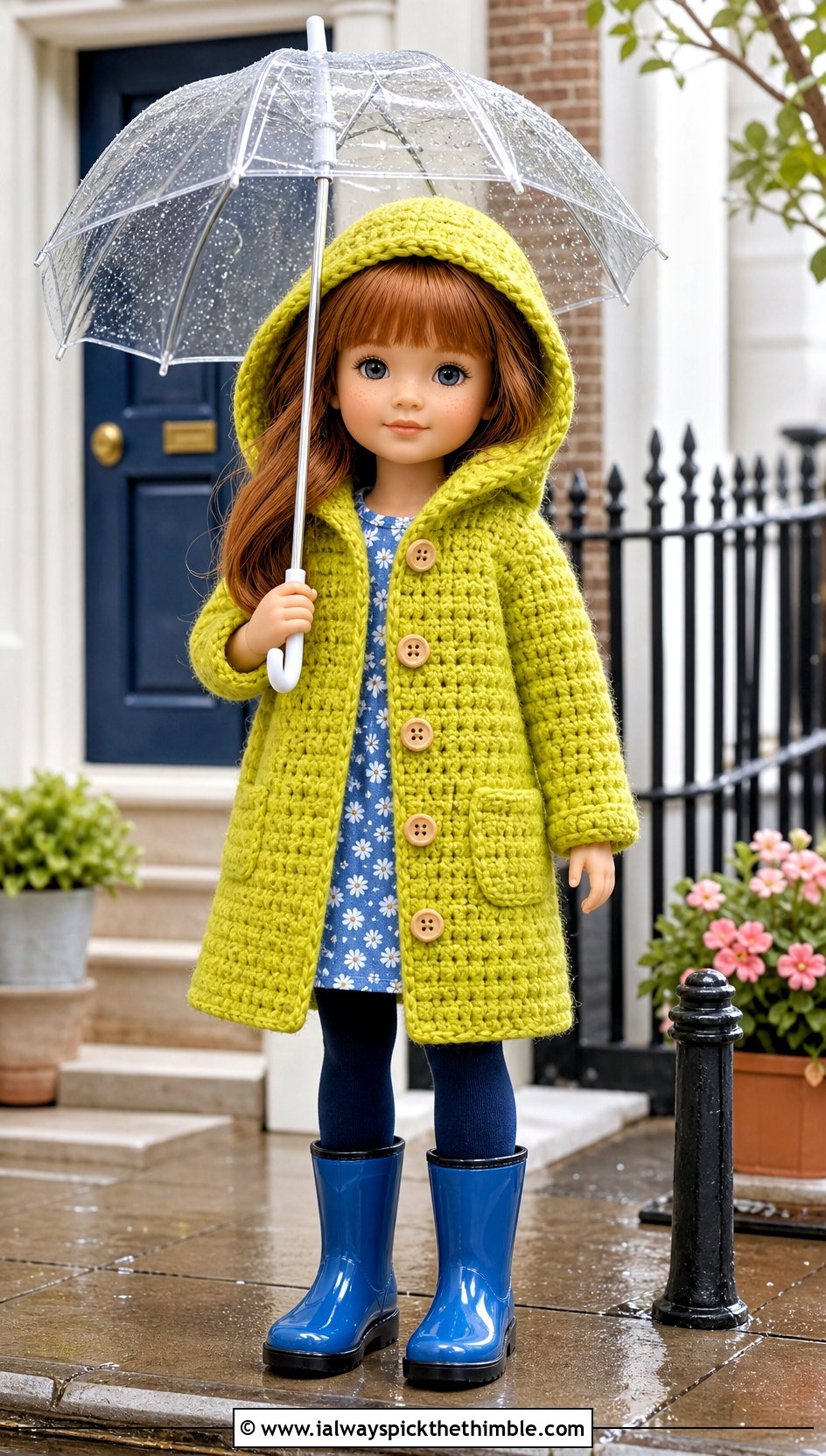 Crochet Raincoat With Rubber Boots - 25 crochet doll clothes and outfit ideas
