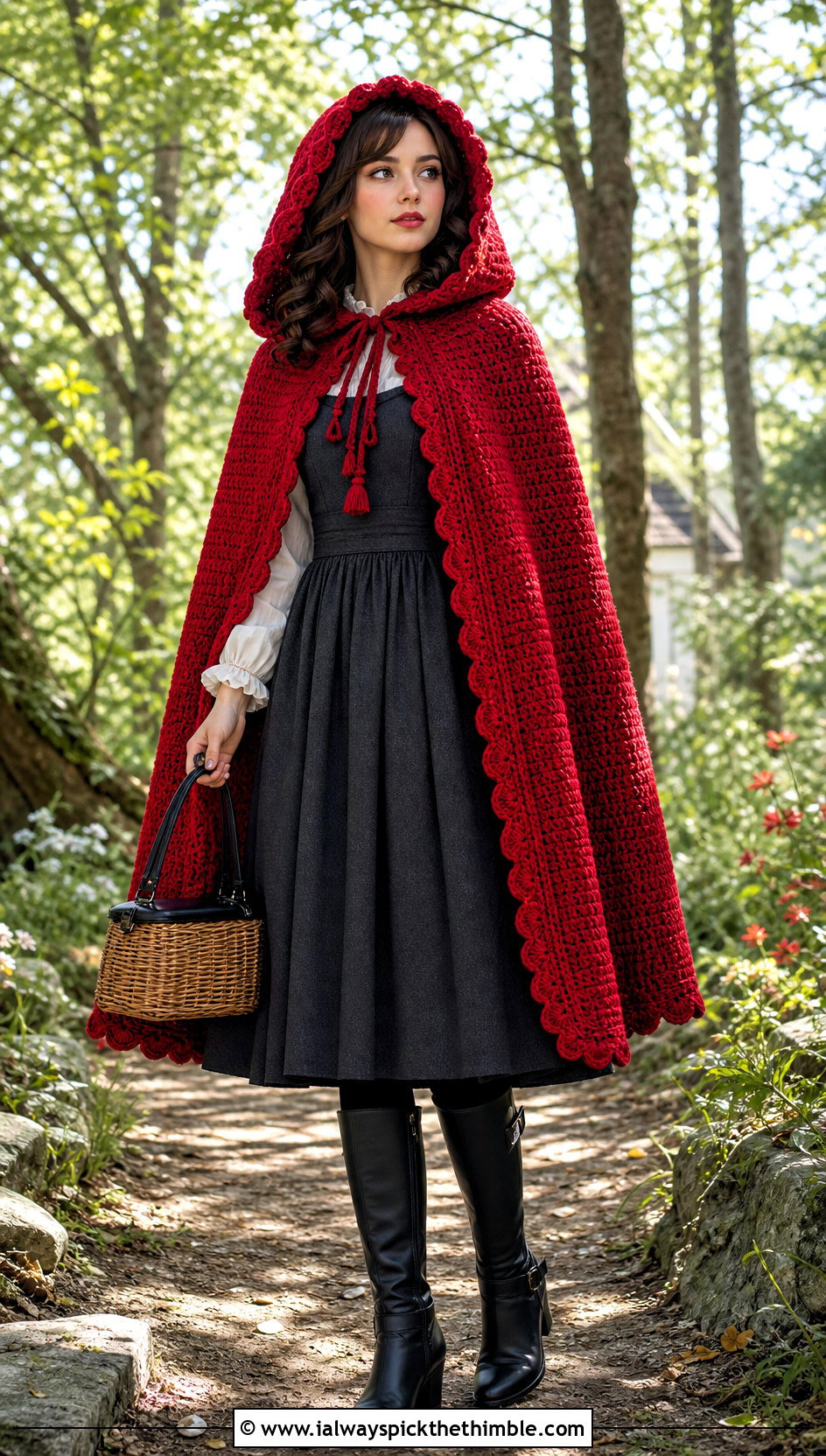 Crochet Red Riding Hood Cape Costume - 25 Crochet Halloween Costume Women outfit ideas