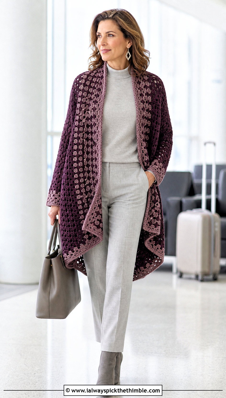 Crochet Reversible Blanket Sweater With Monochrome Basics - 20 crochet sweater blanket outfit ideas