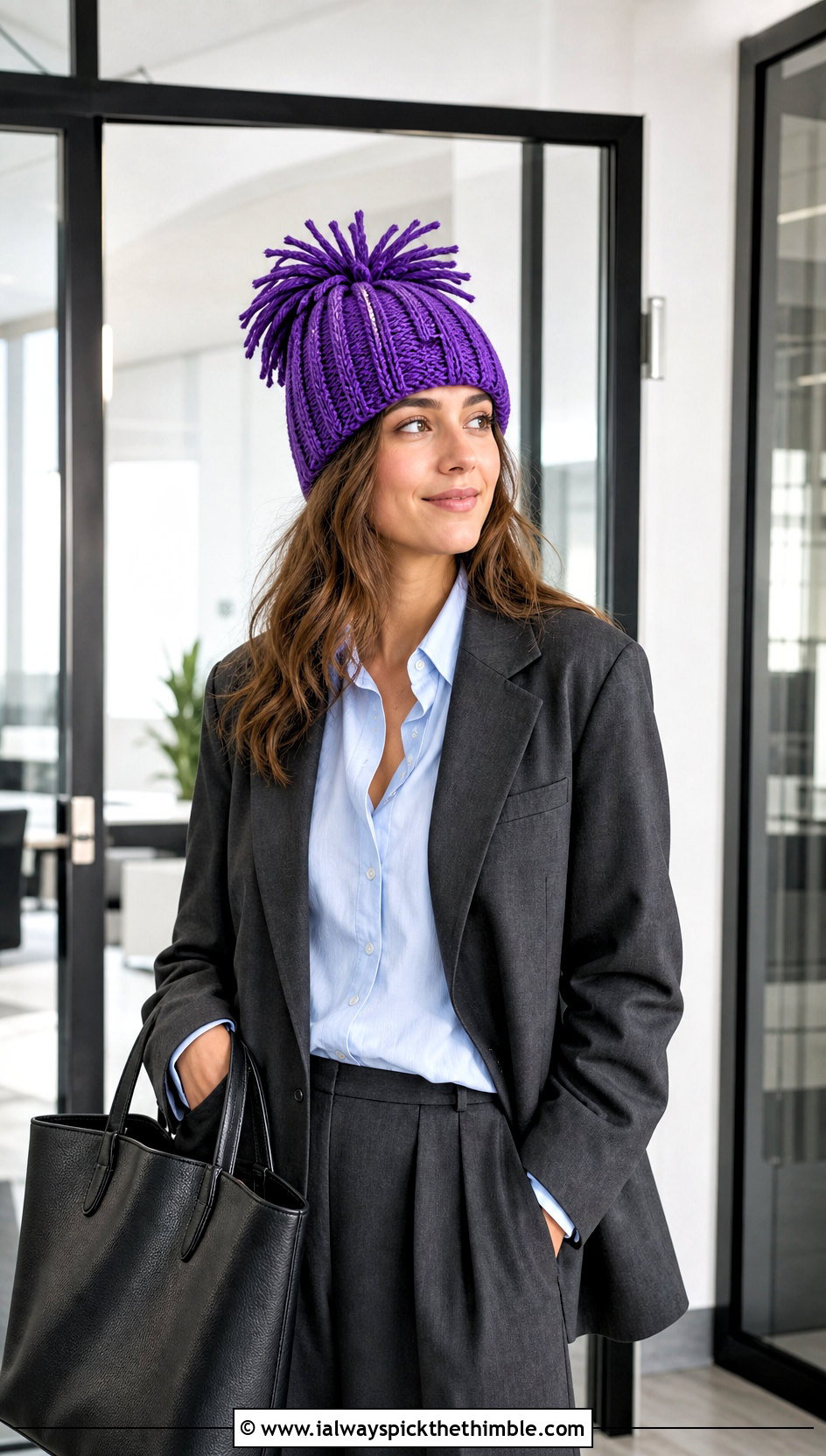 Crochet Ribbed HDC Fun Fringe Hat With Blazer And Trousers - 15 Crochet Ribbed Hdc Fun Fringe Hat outfit ideas