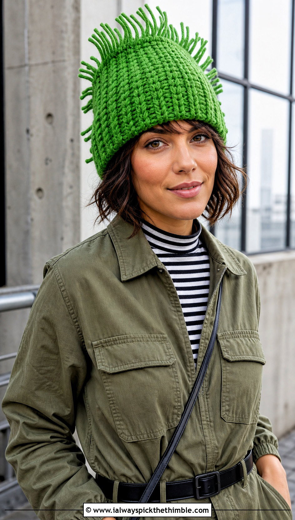 Crochet Ribbed HDC Fun Fringe Hat With Utility Jumpsuit - 15 Crochet Ribbed Hdc Fun Fringe Hat outfit ideas