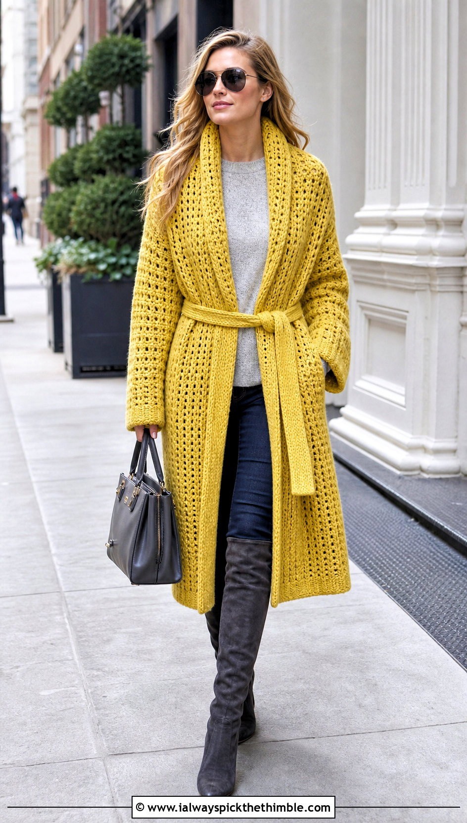 Crochet Robe Coat With Skinny Jeans - 25 crochet coats outfit ideas