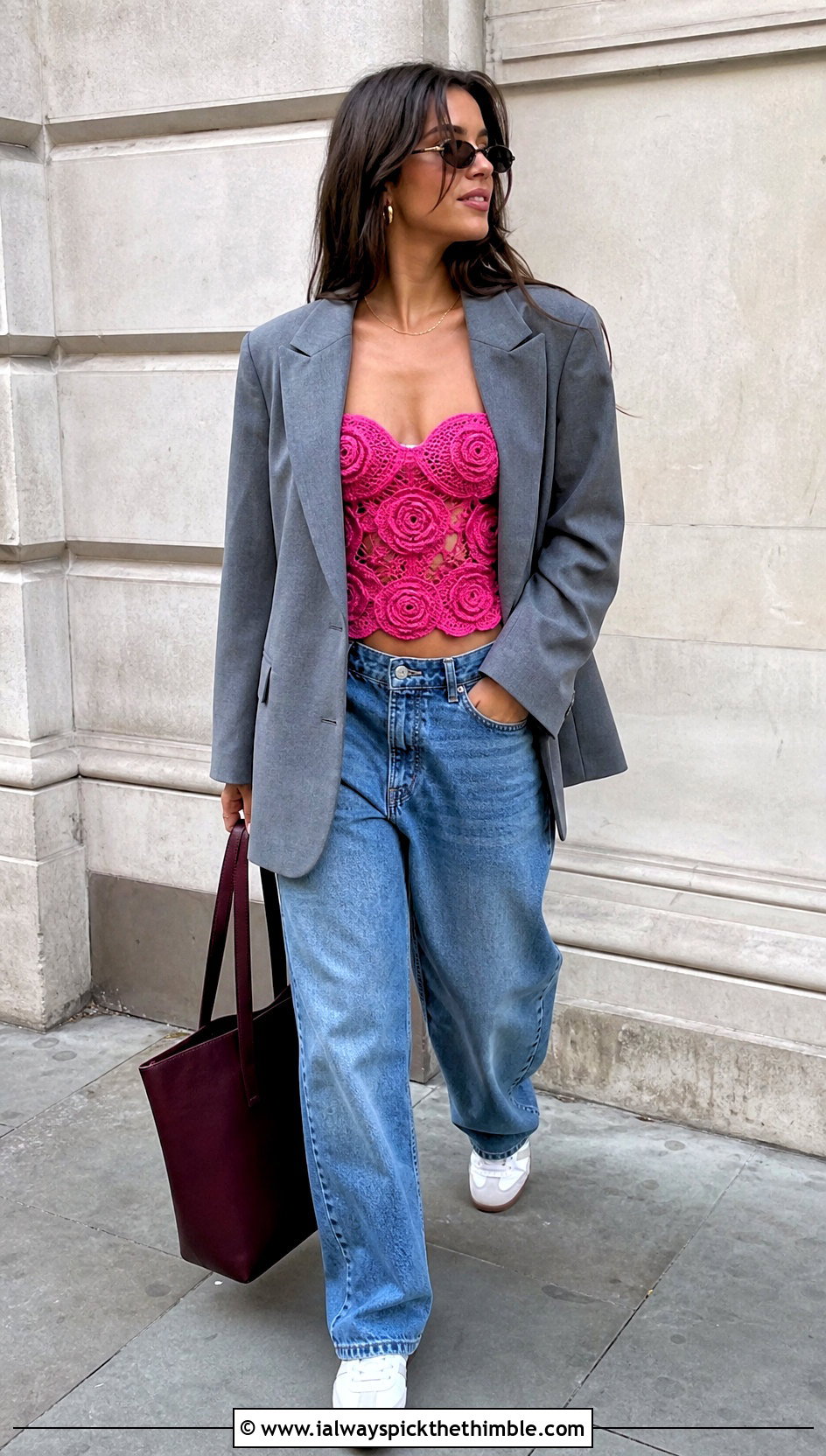 Crochet Rose Bustier Top With Barrel Jeans - 25 crochet rose top outfit ideas