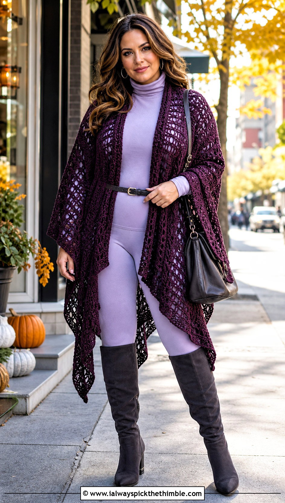 Crochet Ruana Coverup With Turtleneck And Leggings - 25 crochet coverups outfit ideas