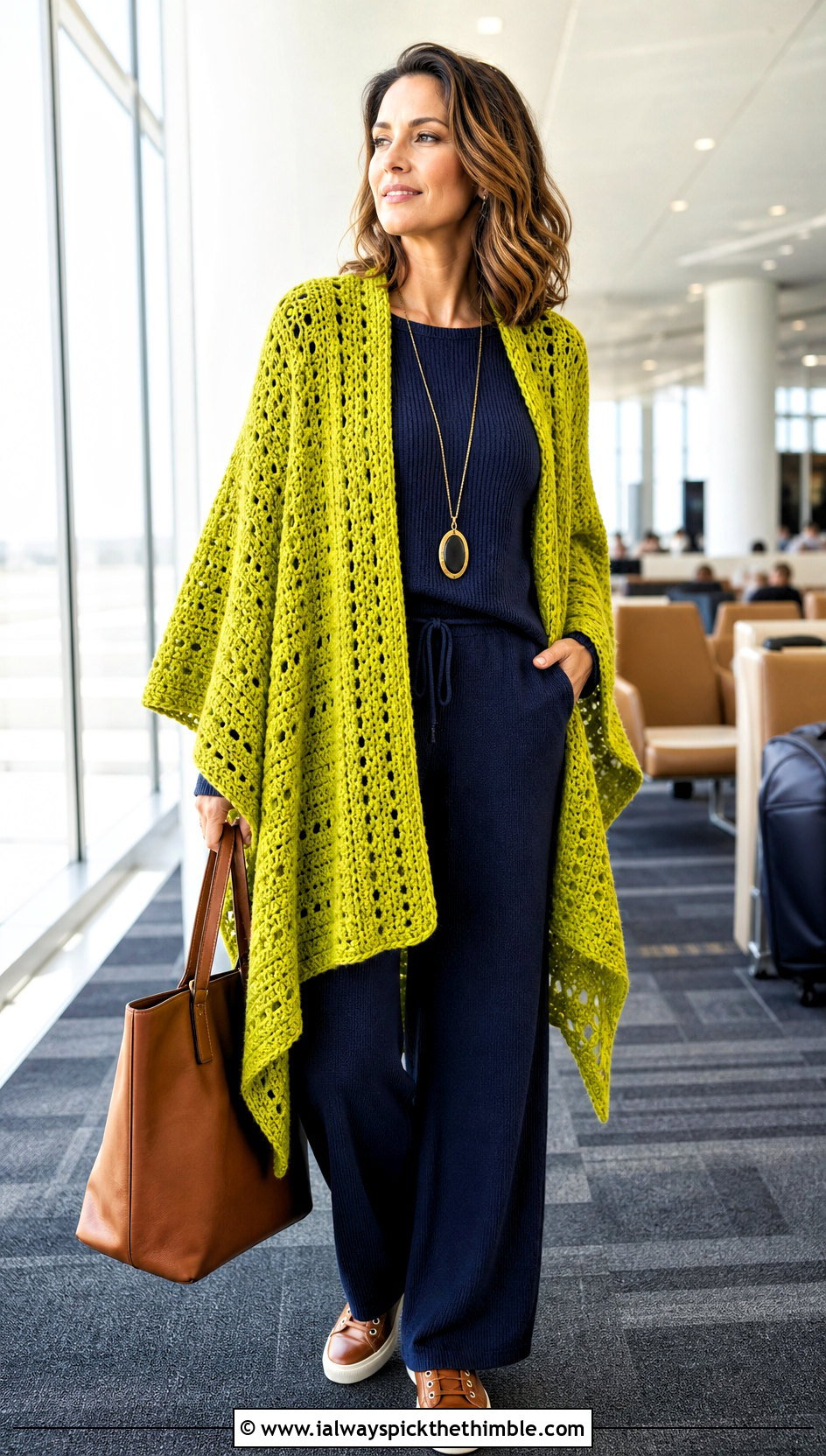 Crochet Ruana Winter Shawl With Monochrome Knit Set - 15 Crochet Winter Shawl outfit ideas