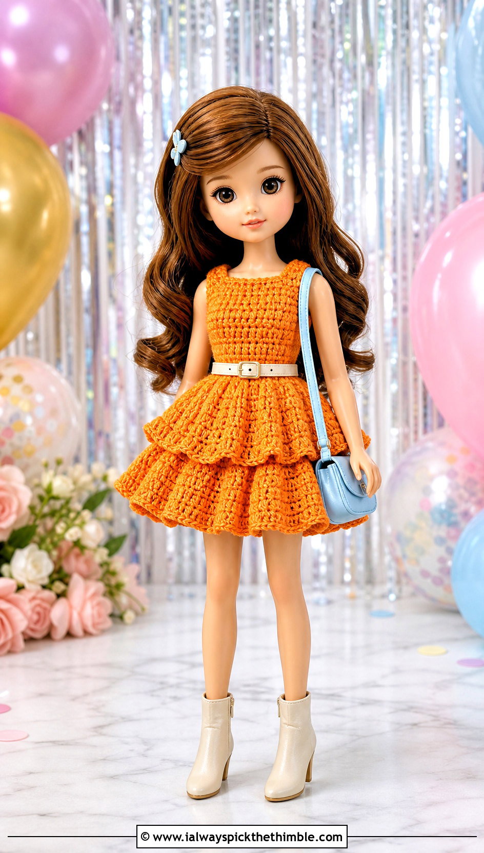 Crochet Ruffle Doll Dress With Ankle Boots - 20 Crochet Mini Doll Clothes and outfit ideas