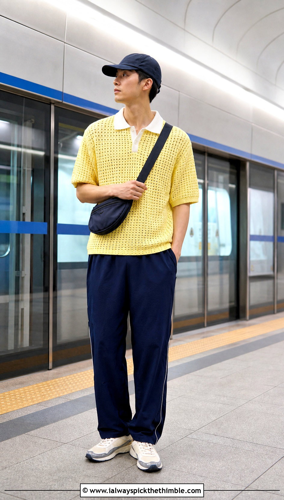 Crochet Rugby Polo With Track Pants - 25 crochet top for men outfit ideas