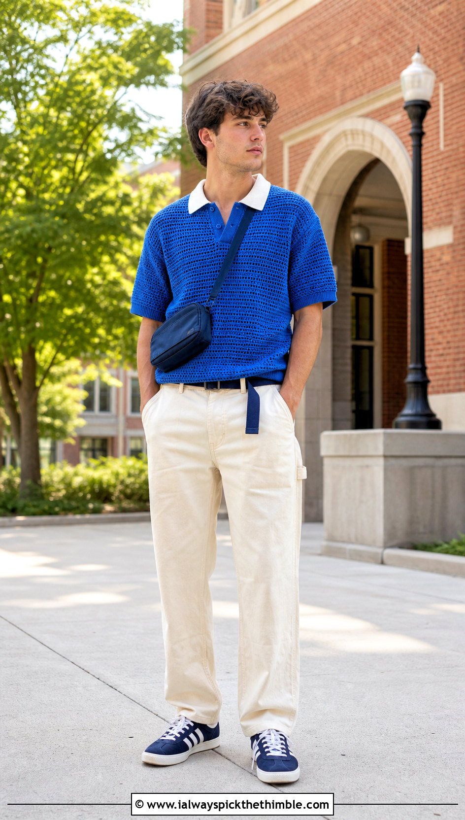 Crochet Rugby Shirt With Carpenter Jeans - 25 crochet mens shirt outfit ideas