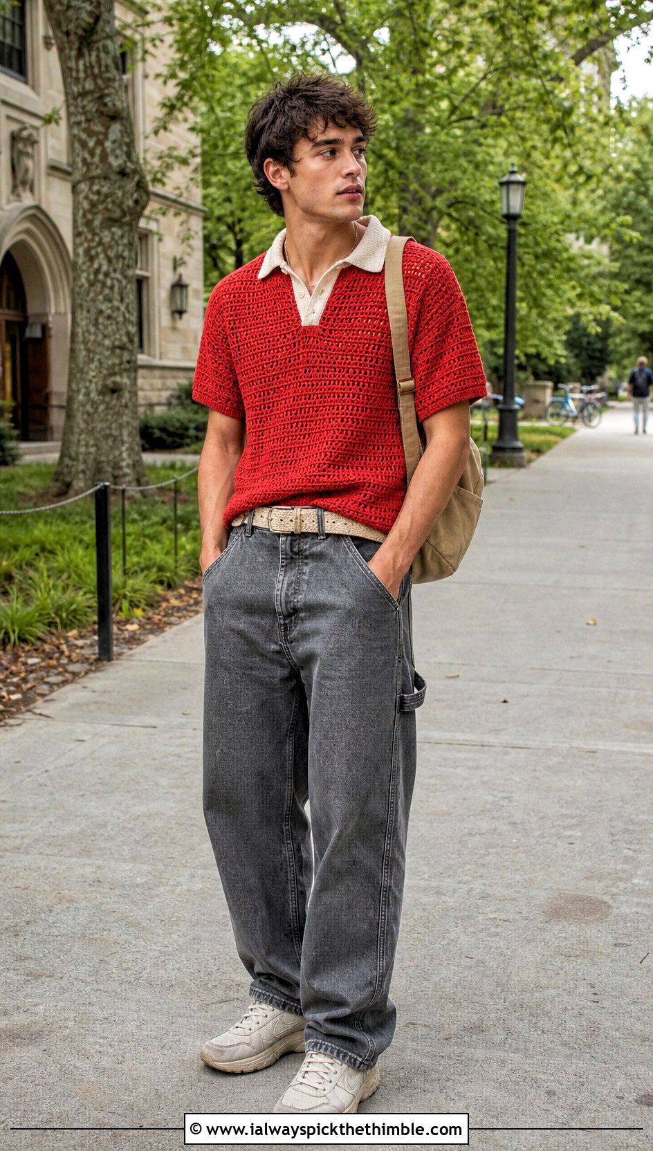 Crochet Rugby Shirt With Carpenter Jeans - 20 crochet clothes men ideas