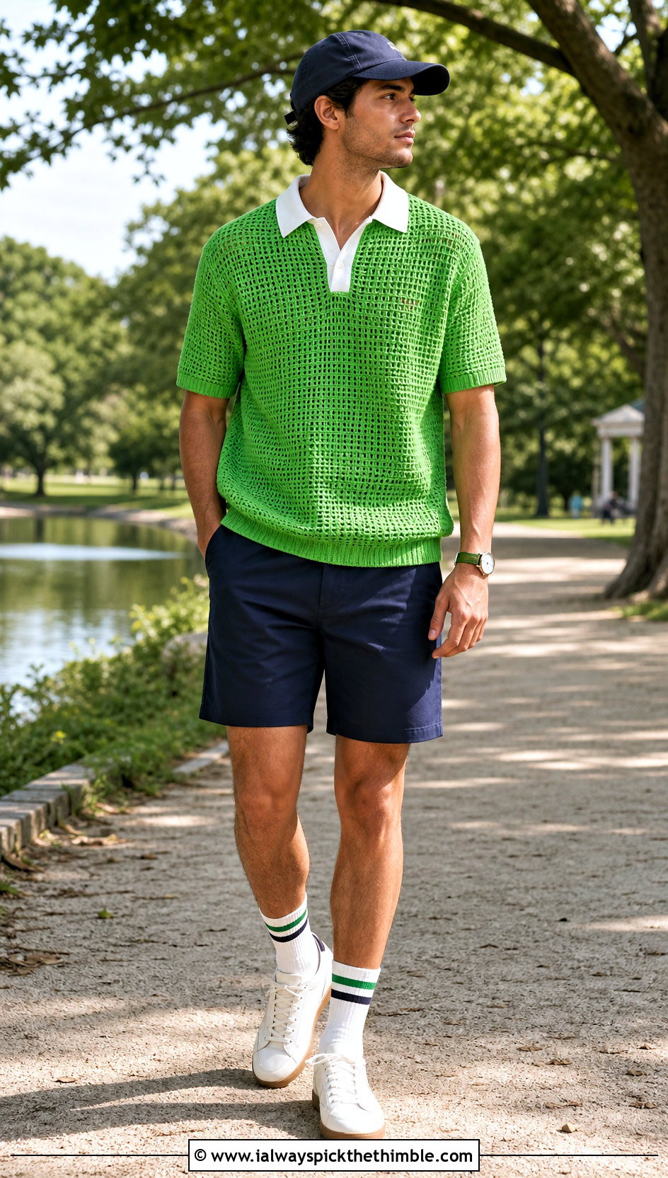 Crochet Rugby Top With Tailored Shorts - 20 men crochet top outfit ideas