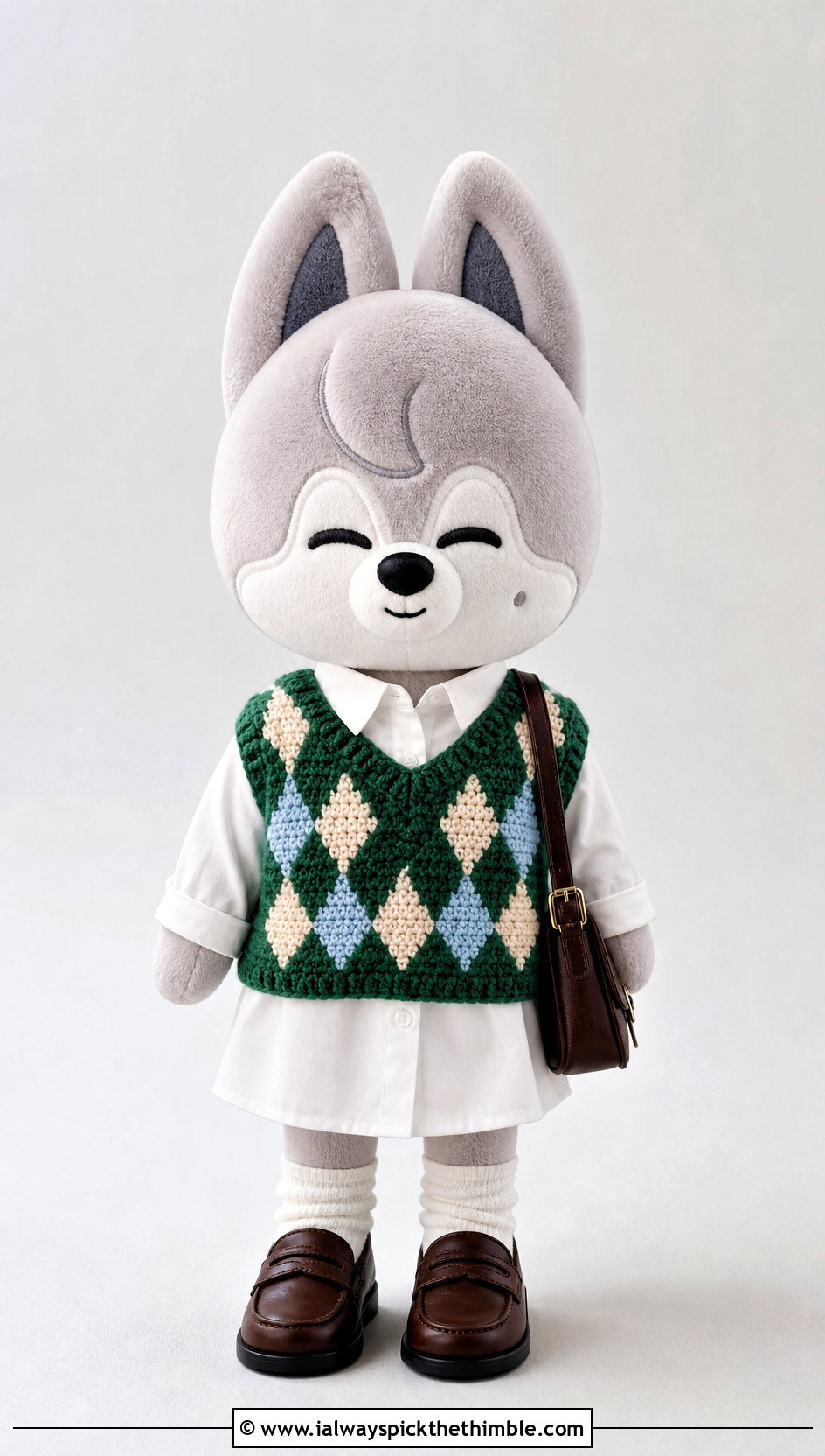 Crochet SKZOO Argyle Vest With Shirt Dress - 25 skzoo crochet clothes and outfit ideas