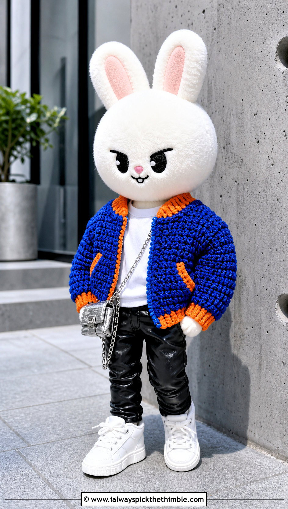 Crochet SKZOO Bomber Jacket With Faux Leather Pants - 20 Crochet Skzoo Clothes and outfit ideas