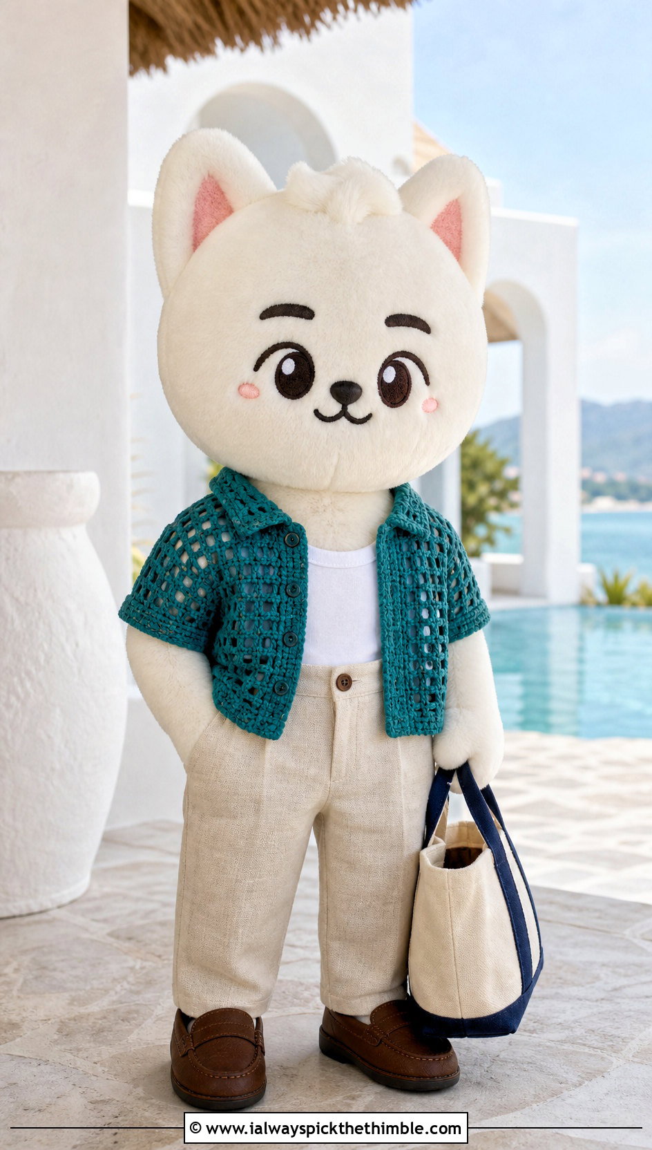 Crochet SKZOO Mesh Polo With Linen Trousers - 20 Crochet Skzoo Clothes and outfit ideas