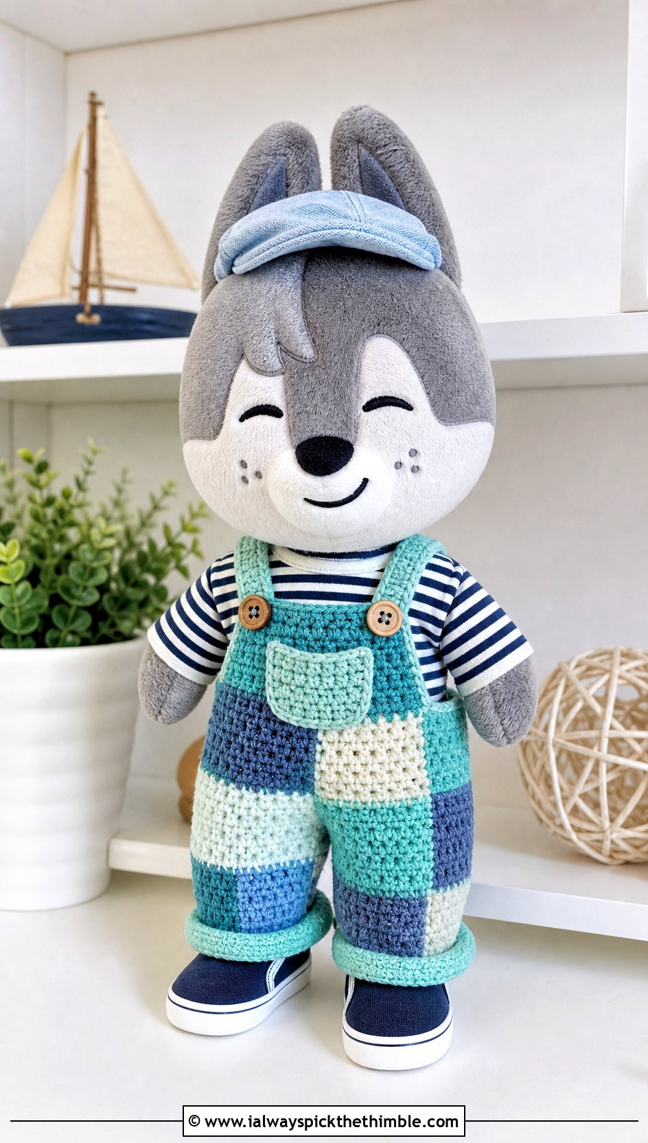 Crochet SKZOO Patchwork Overalls With Striped T Shirt - 25 skzoo crochet clothes and outfit ideas