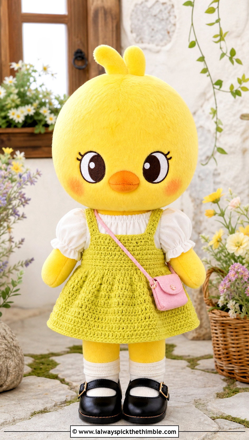 Crochet SKZOO Pinafore Dress With Puff Sleeve Blouse - 20 Crochet Skzoo Clothes and outfit ideas