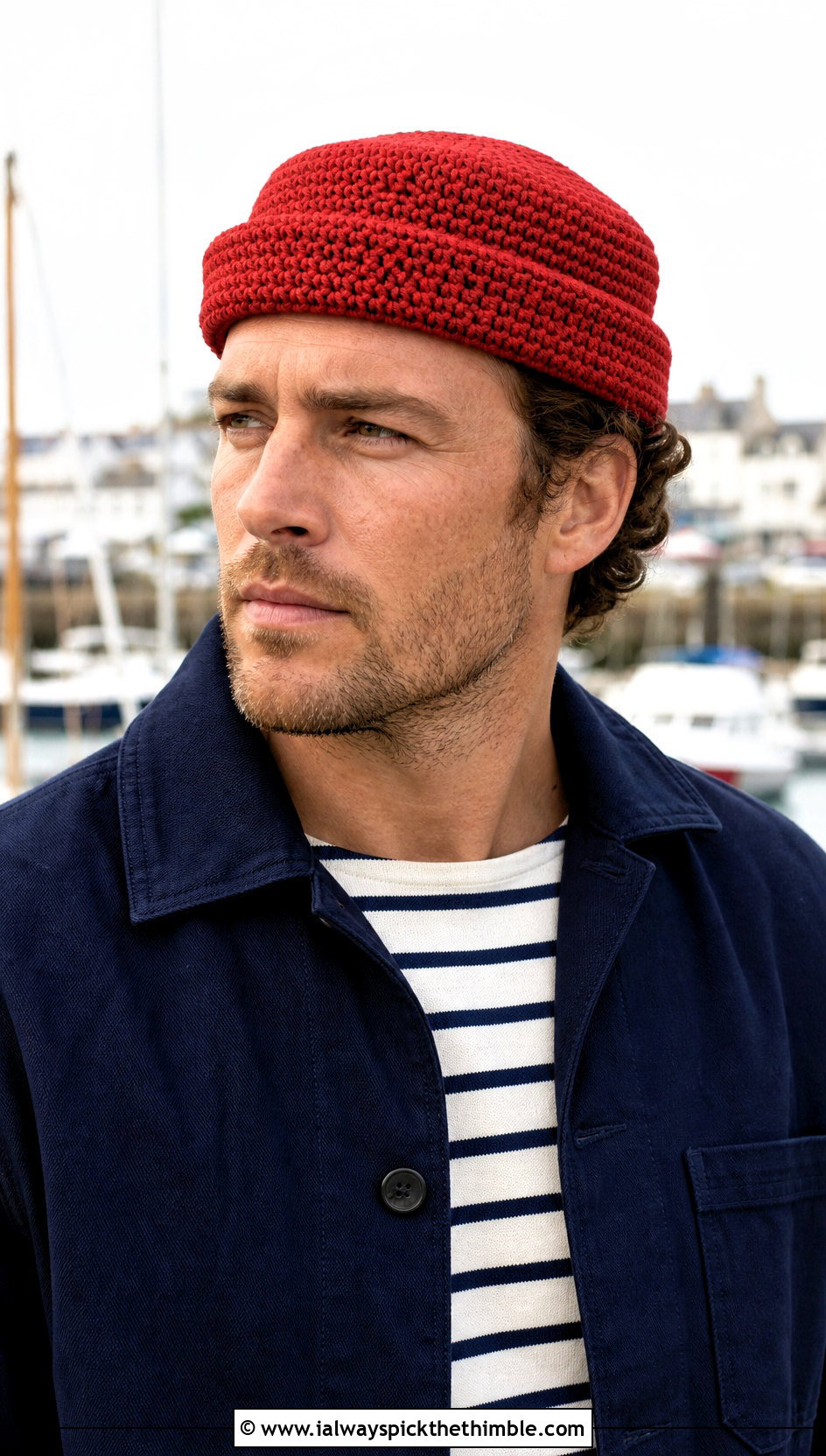 Crochet Sailor Cap With Breton Shirt - 25 crochet cap for men outfit ideas