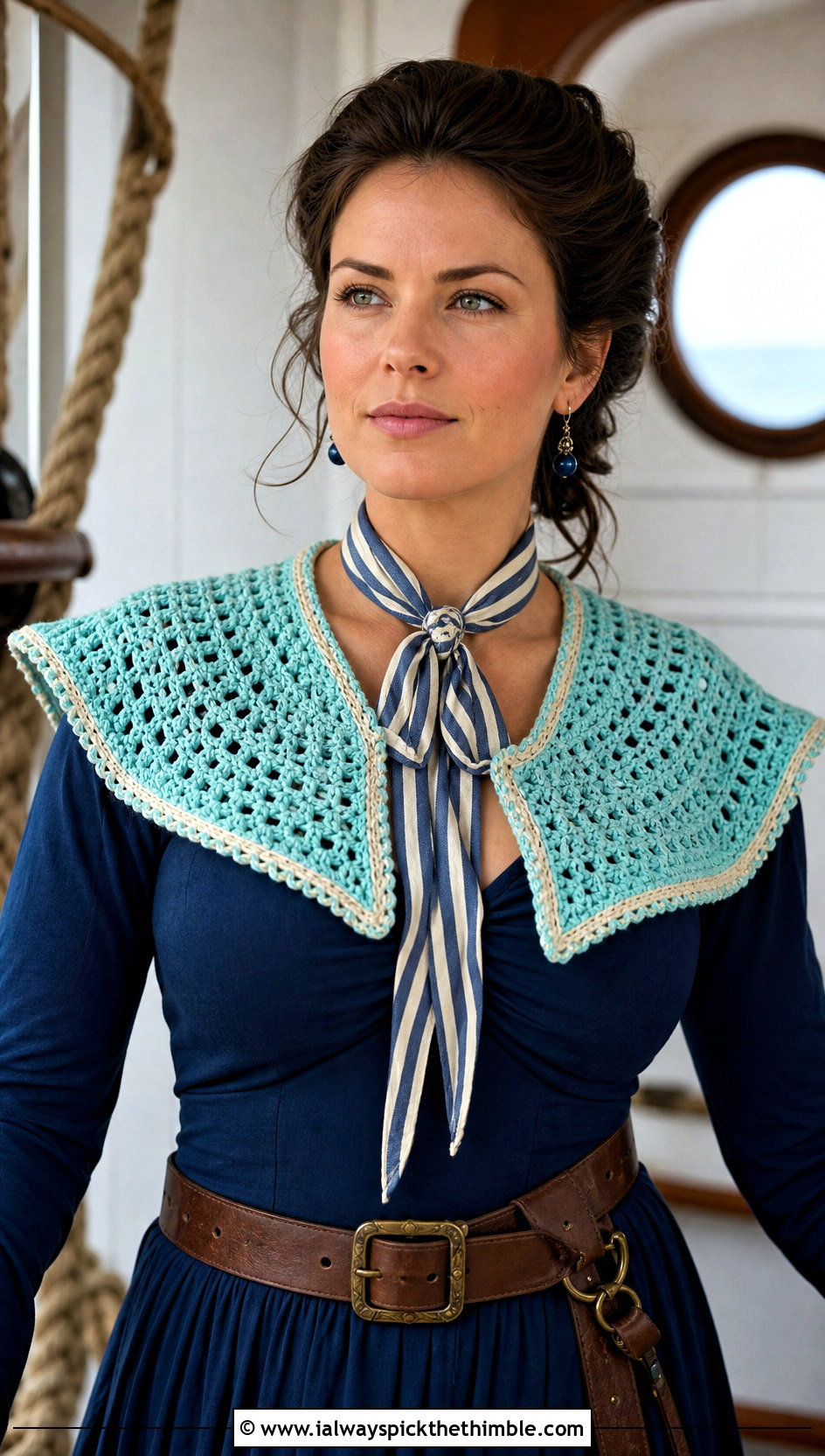 Crochet Sailor Collar Pirate Costume With Maxi Dress - 20 crochet pirate costume outfit ideas