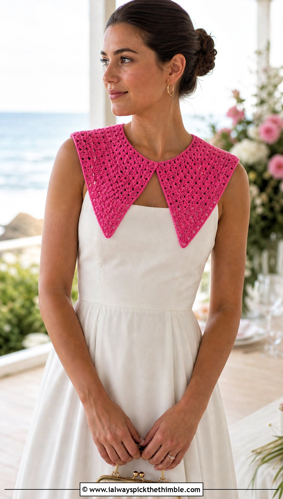 Crochet Sailor Collar With Tea Length Wedding Dress - 15 Crochet Collar For Wedding outfit ideas
