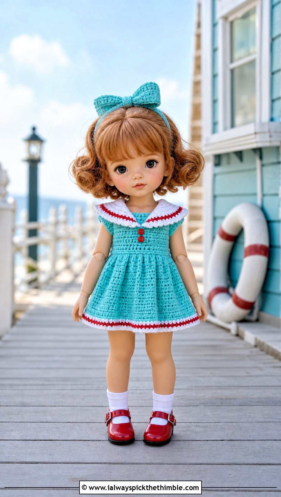 Crochet Sailor Doll Dress With Mary Jane Shoes - 20 Crochet Small Doll Clothes and outfit ideas