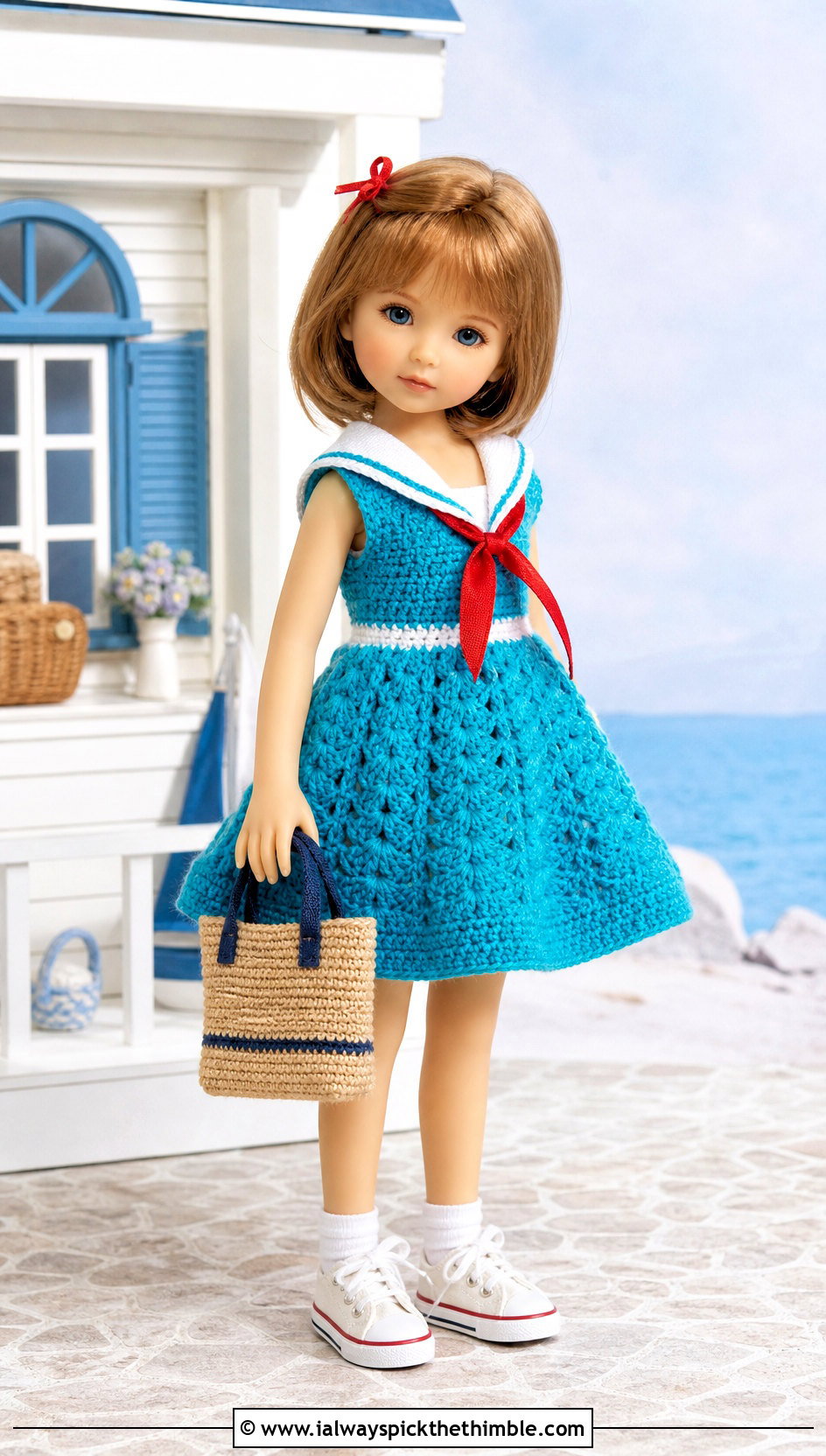 Crochet Sailor Dress With Canvas Shoes - 25 crochet doll clothes and outfit ideas