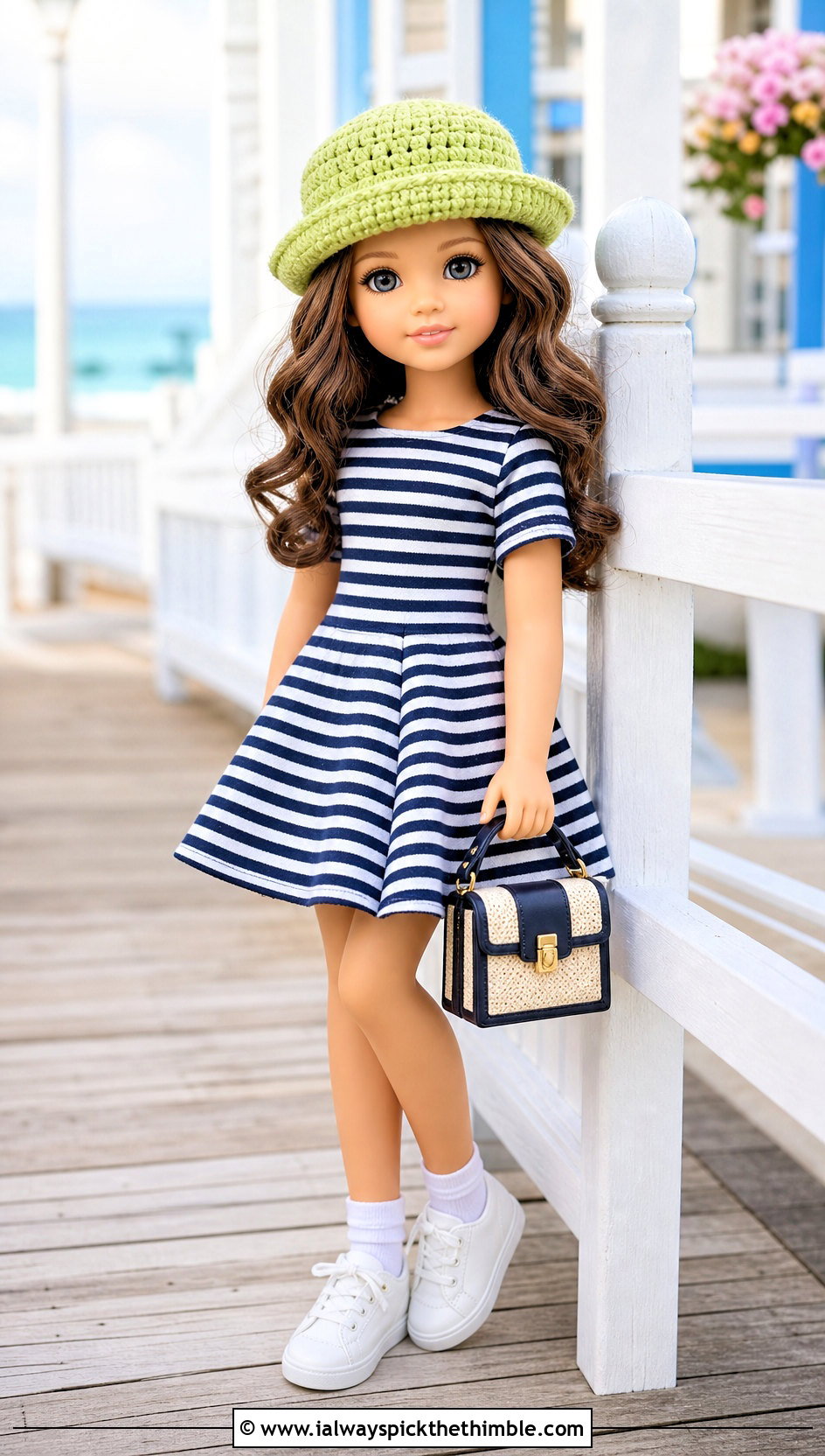 Crochet Sailor Hat Doll Outfit With Striped Dress - 25 crochet hat for doll outfit ideas