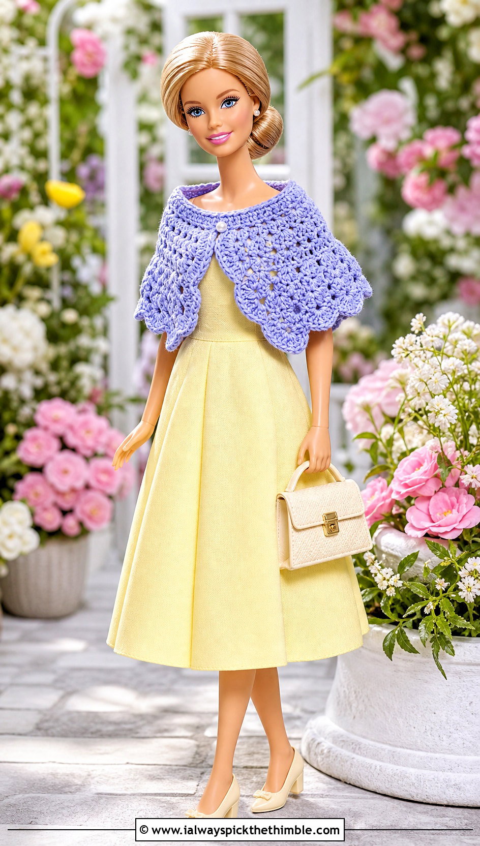 Crochet Scalloped Capelet With A Line Dress - 25 crochet barbie clothes and outfit ideas