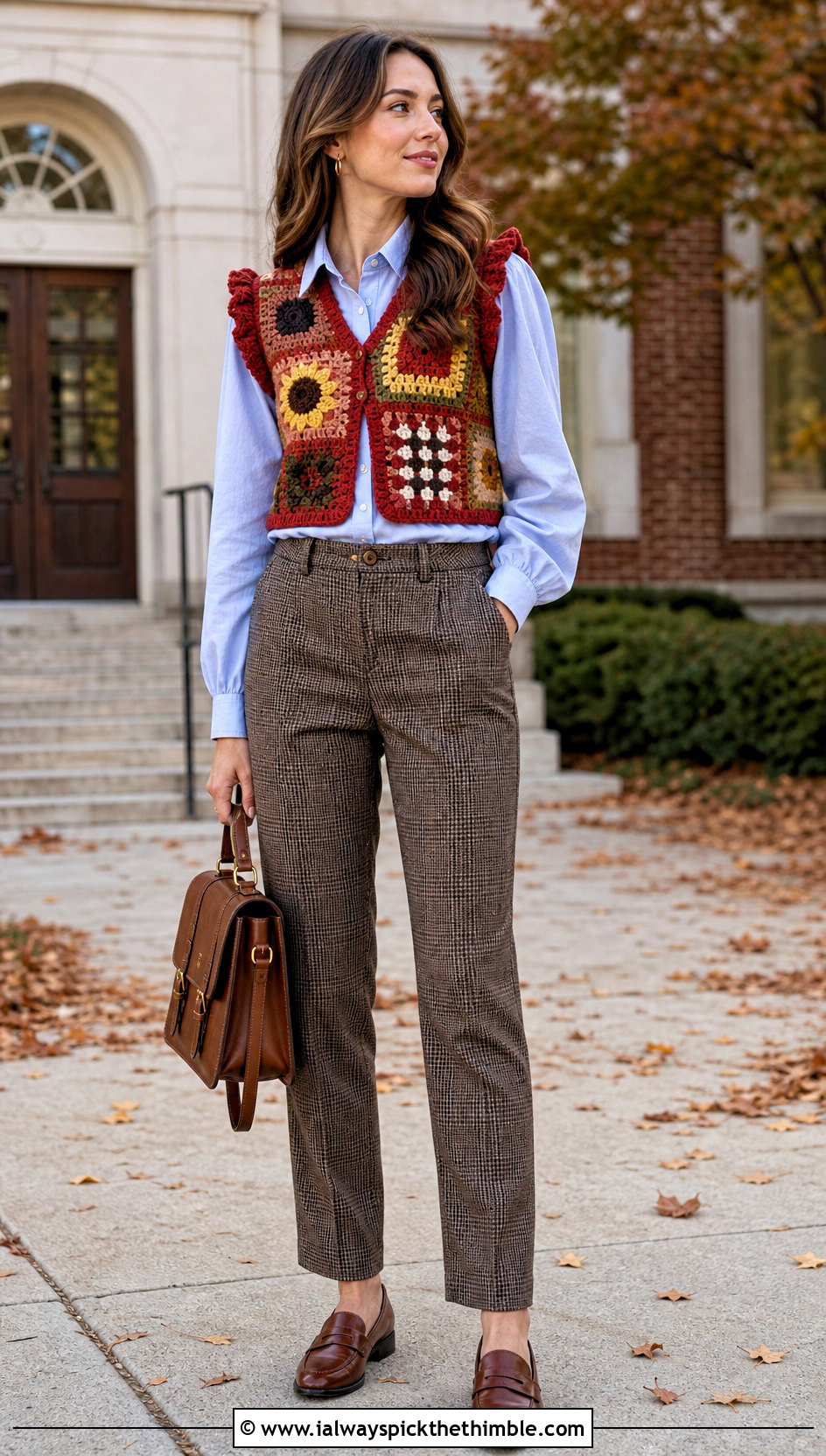 Crochet Scarecrow Vest With Plaid Trousers - 20 crochet halloween outfit ideas