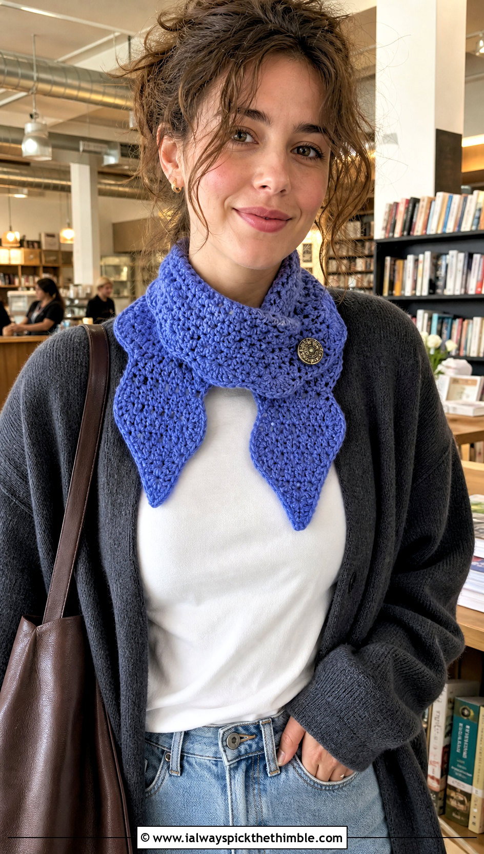 Crochet Scarflette With Cardigan And Jeans - 25 easy one skein crochet scarf outfit ideas