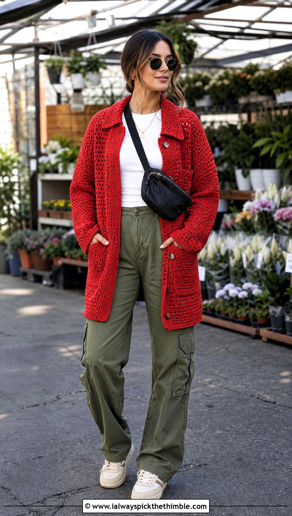 Crochet Shacket Coat With Cargo Pants - 25 crochet coat outfit ideas