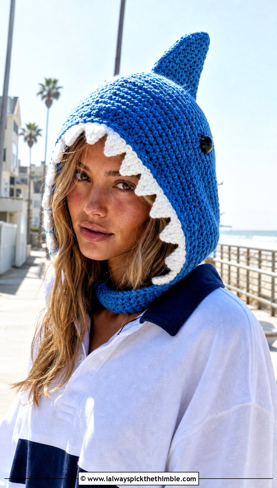 Crochet Shark Hood Hat With Surf Streetwear - 25 crochet character hats outfit ideas